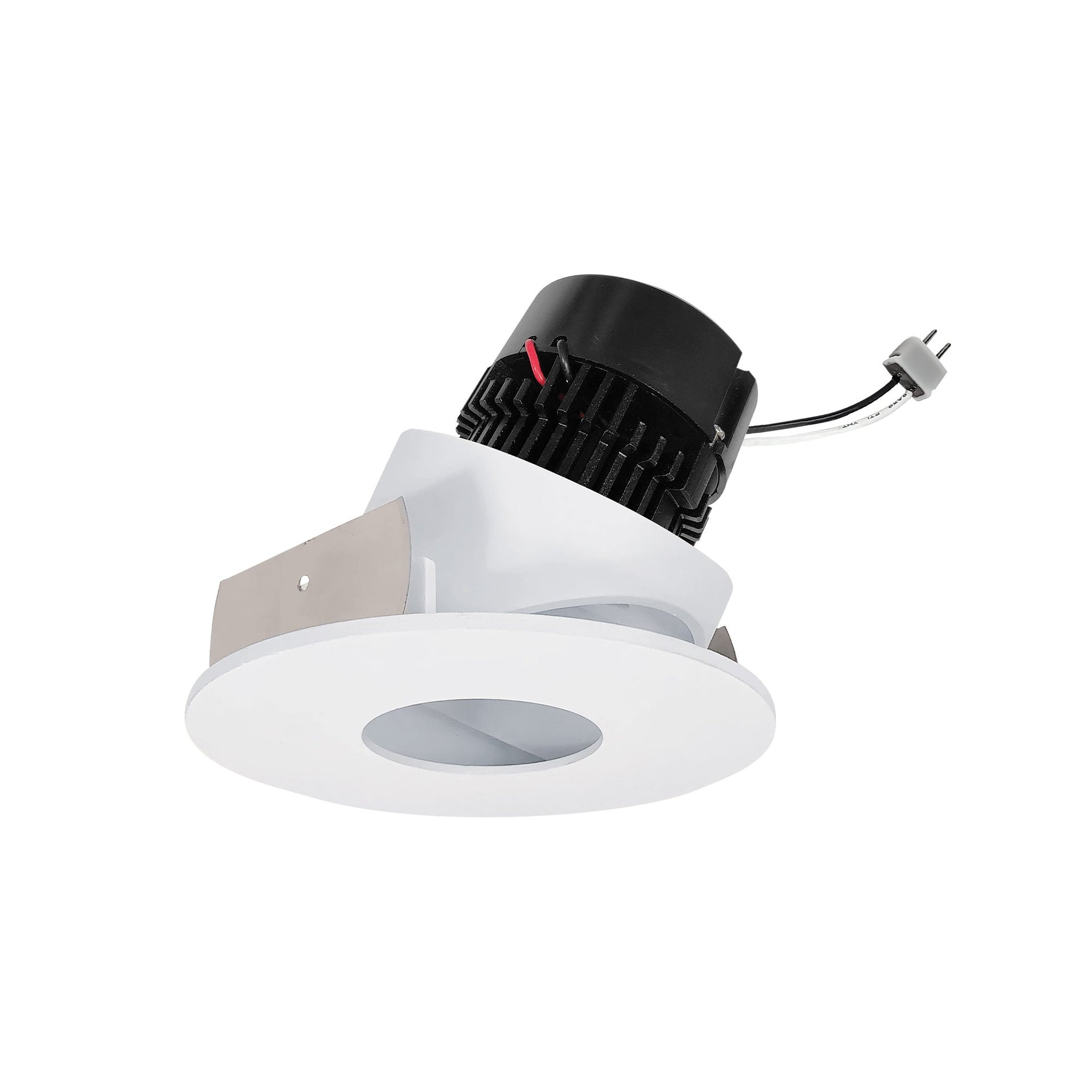 Nora NPRLV-4RPHA40XWW 4 inch Pearl Low Voltage LED Round Adjustable Pinhole Retrofit, 950lm / 11W, 4000K, White Pinhole / White Flange
