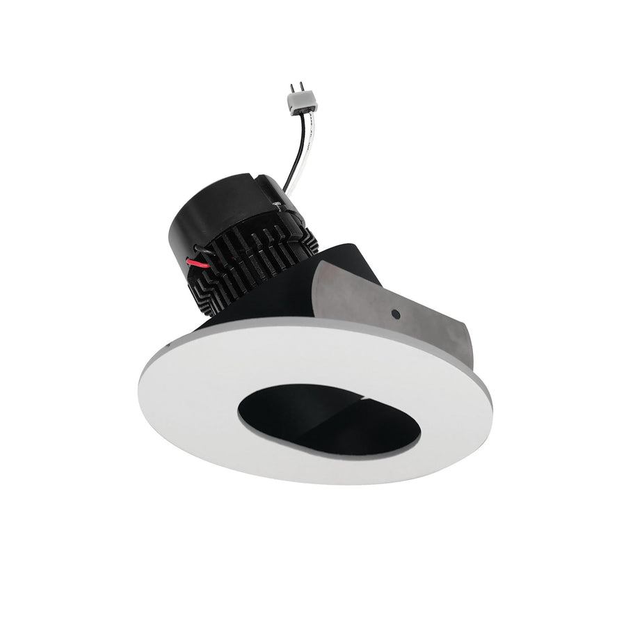Nora NPRLV-4RSL27XBMPW 4 inch Pearl Low Voltage LED Round Adjustable Slot Aperture Retrofit, 950lm / 11W, 2700K, Black Slot Aperture / Matte Powder White Flange
