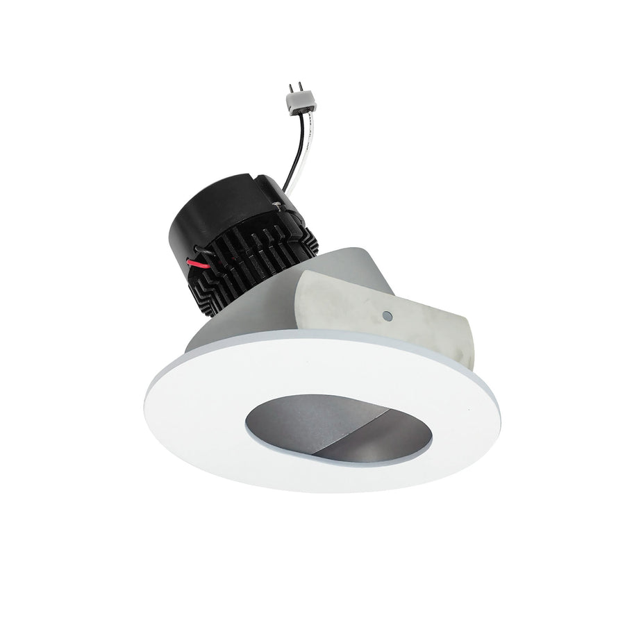 Nora NPRLV-4RSL27XHZMPW 4 inch Pearl Low Voltage LED Round Adjustable Slot Aperture Retrofit, 950lm / 11W, 2700K, Haze Slot Aperture / Matte Powder White Flange