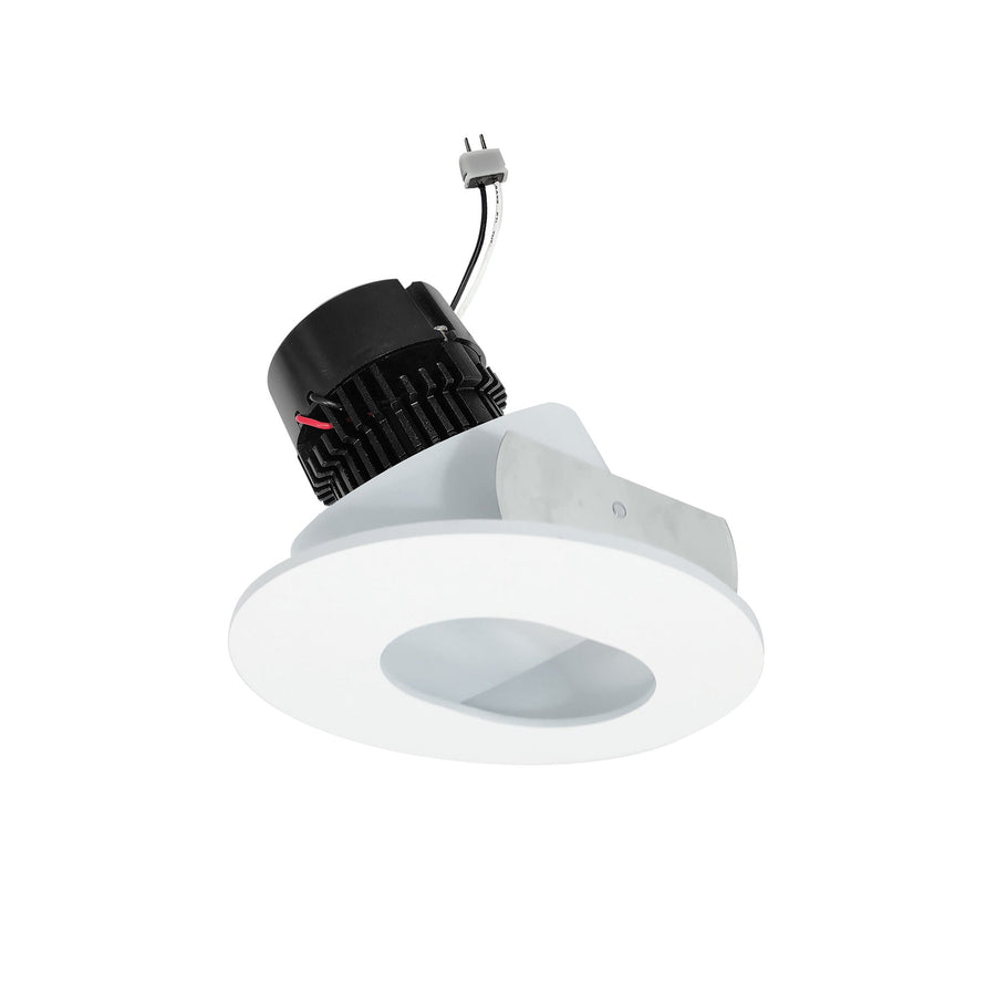 Nora NPRLV-4RSL40XMPW 4 inch Pearl Low Voltage LED Round Adjustable Slot Aperture Retrofit, 950lm / 11W, 4000K, Matte Powder White Slot Aperture / Matte Powder White Flange