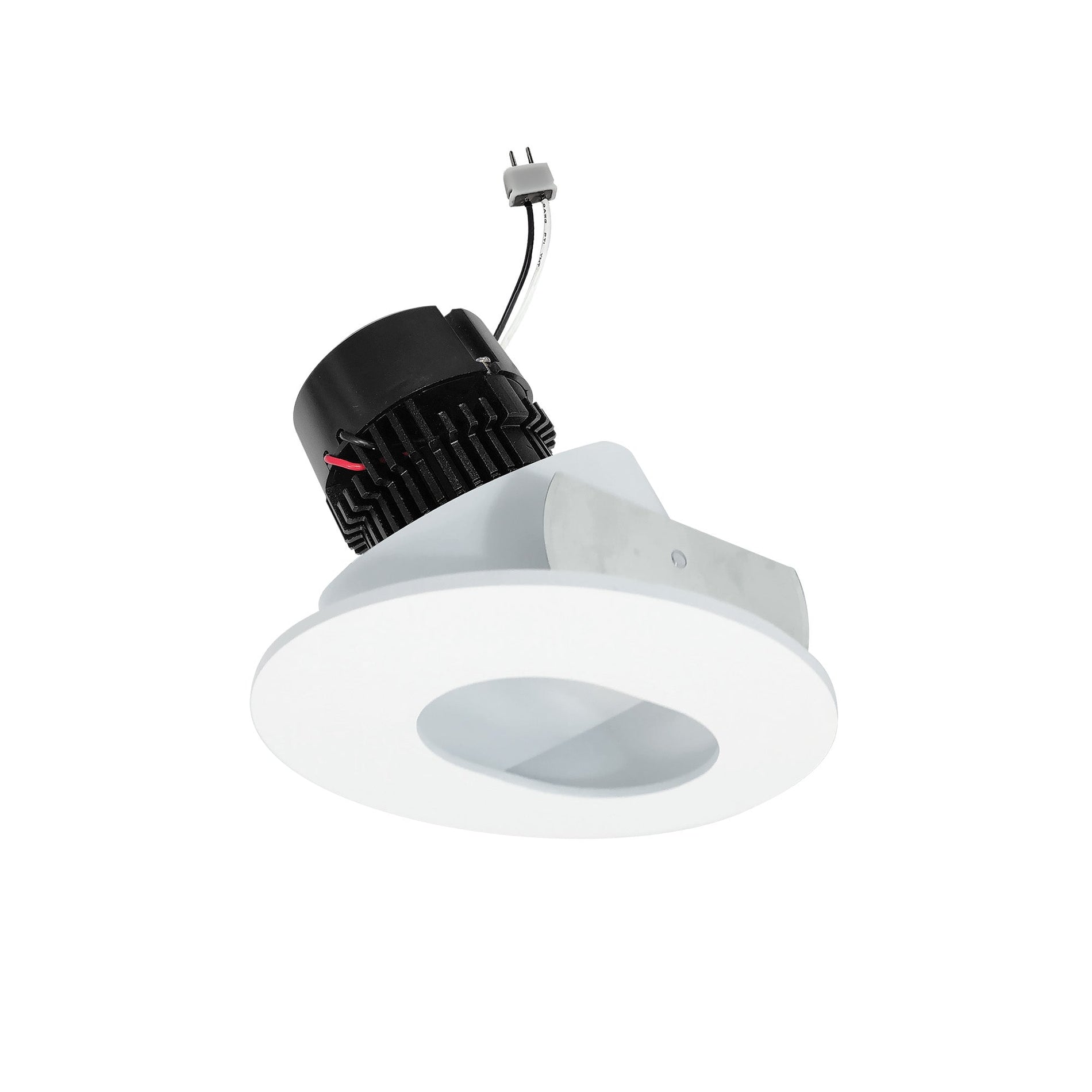 Nora NPRLV-4RSLCDXMPW 4 inch Pearl Low Voltage LED Round Adjustable Slot Aperture Retrofit, 600lm / 11W, Comfort Dim, Matte Powder White Slot Aperture / Matte Powder White Flange