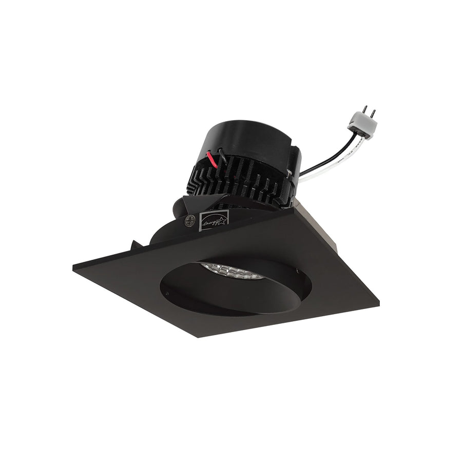 Nora NPRLV-4SC27XBB 4 inch Pearl Low Voltage LED Square Adjustable Cone Retrofit, 1200lm / 11W, 2700K, Black Reflector / Black Flange