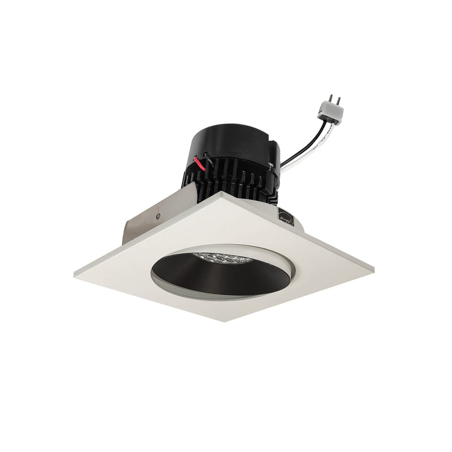 Nora NPRLV-4SC27XBW 4 inch Pearl Low Voltage LED Square Adjustable Cone Retrofit, 1200lm / 11W, 2700K, Black Reflector / White Flange