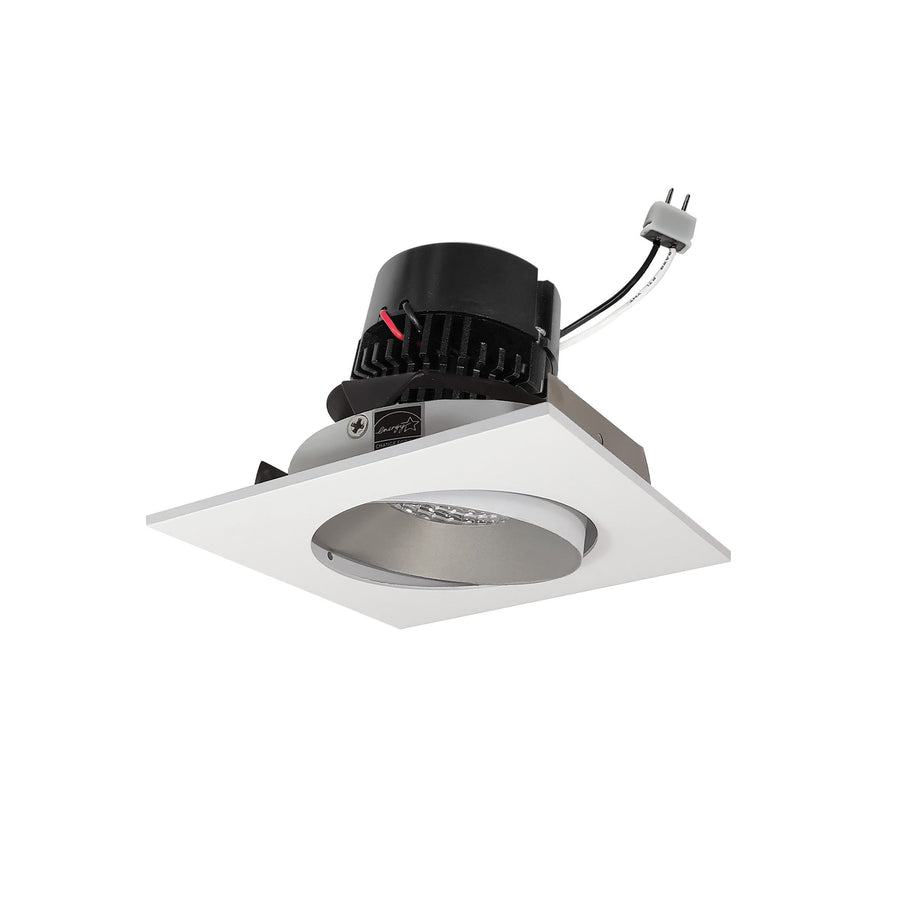 Nora NPRLV-4SC30XHZMPW 4 inch Pearl Low Voltage LED Square Adjustable Cone Retrofit, 1200lm / 11W, 3000K, Haze Reflector / Matte Powder White Flange