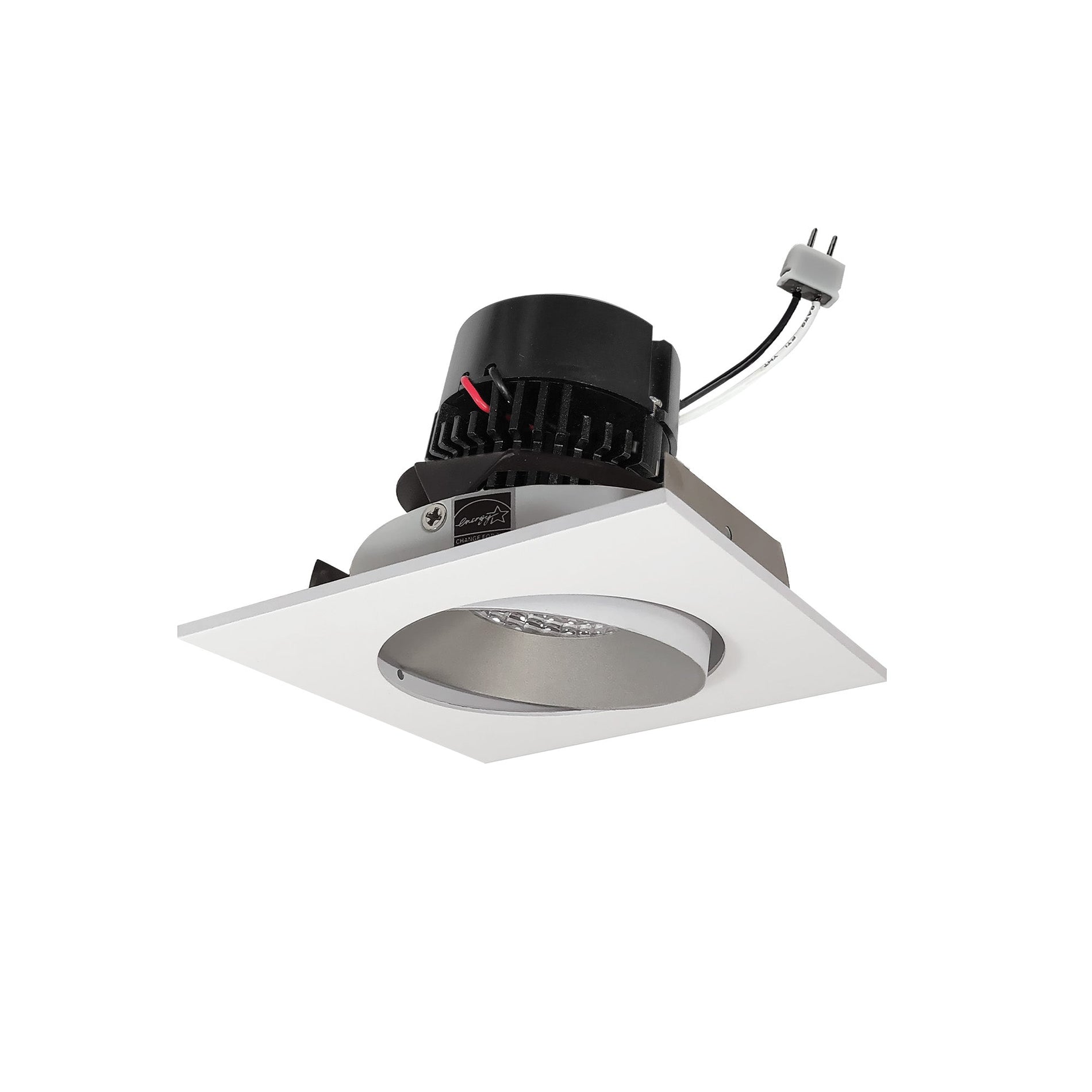Nora NPRLV-4SCCDXHZMPW 4 inch Pearl Low Voltage LED Square Adjustable Cone Retrofit, 700lm / 11W, Comfort Dim, Haze Reflector / Matte Powder White Flange