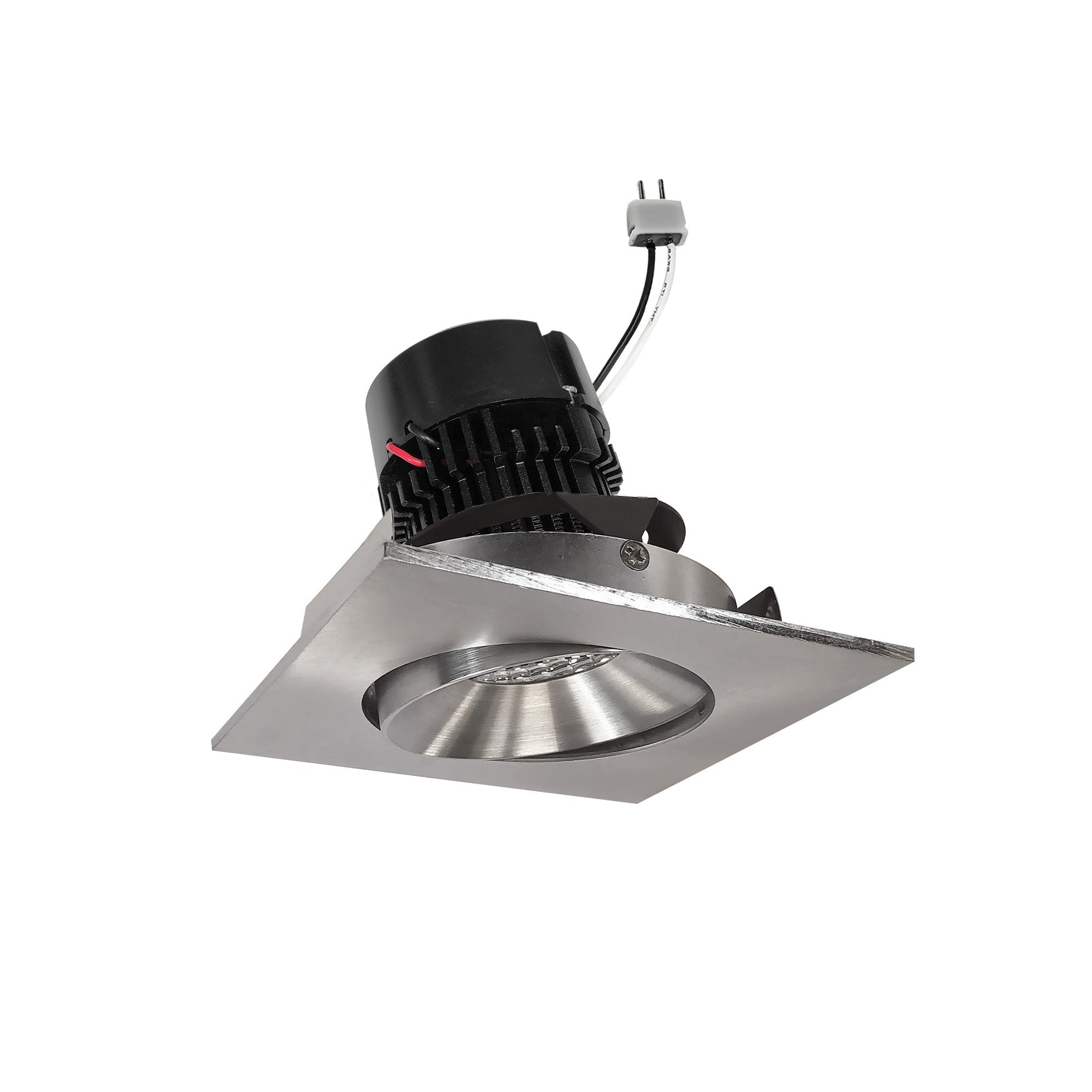 Nora NPRLV-4SC40XNN 4 inch Pearl Low Voltage LED Square Adjustable Cone Retrofit, 1200lm / 11W, 4000K, Natural Metal Reflector / Natural Metal Flange
