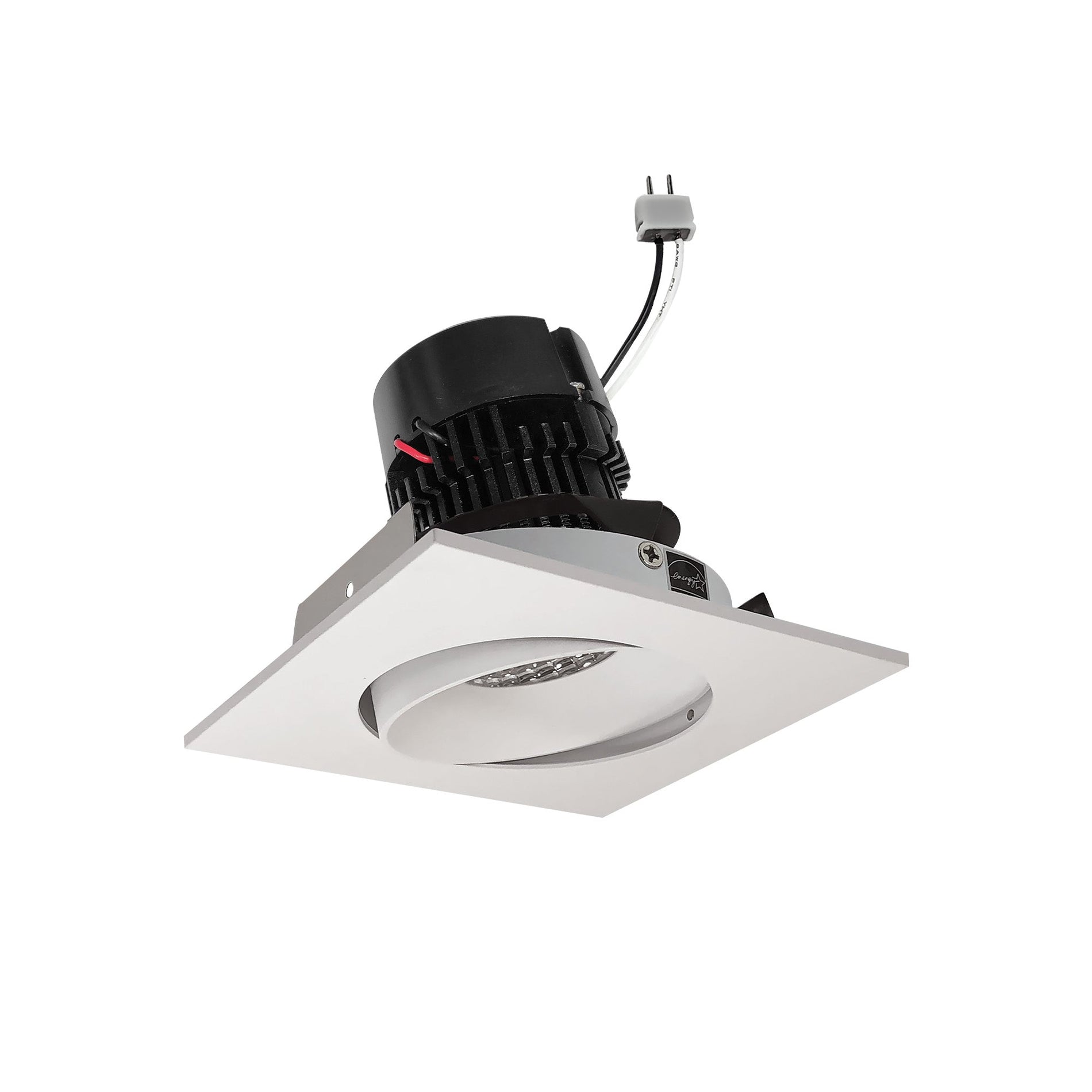 Nora NPRLV-4SC35XWW 4 inch Pearl Low Voltage LED Square Adjustable Cone Retrofit, 1200lm / 11W, 3500K, White Reflector / White Flange