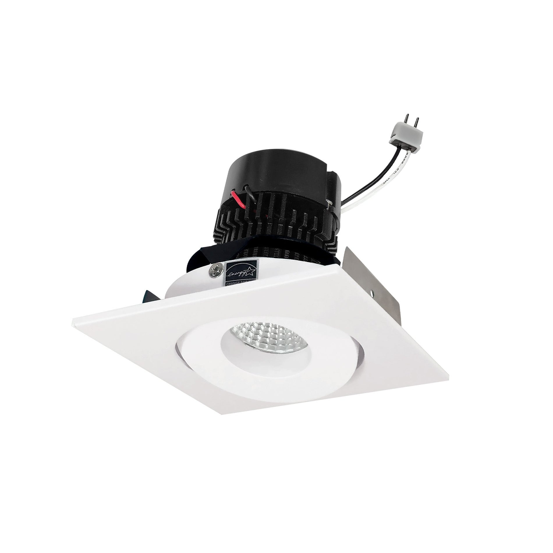 Nora NPRLV-4SG35XMPW 4 inch Pearl Low Voltage LED Square Adjustable Gimbal Retrofit, 1050lm / 11W, 3500K, Matte Powder White Finish