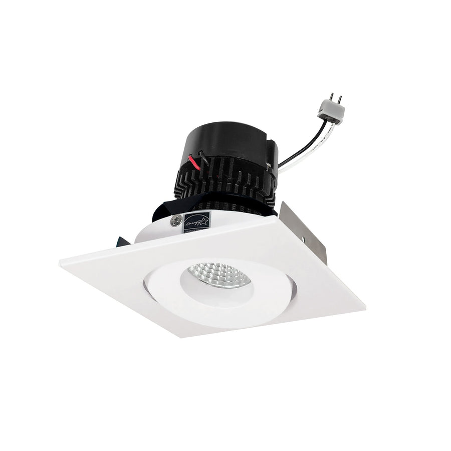 Nora NPRLV-4SG30XMPW 4 inch Pearl Low Voltage LED Square Adjustable Gimbal Retrofit, 1050lm / 11W, 3000K, Matte Powder White Finish