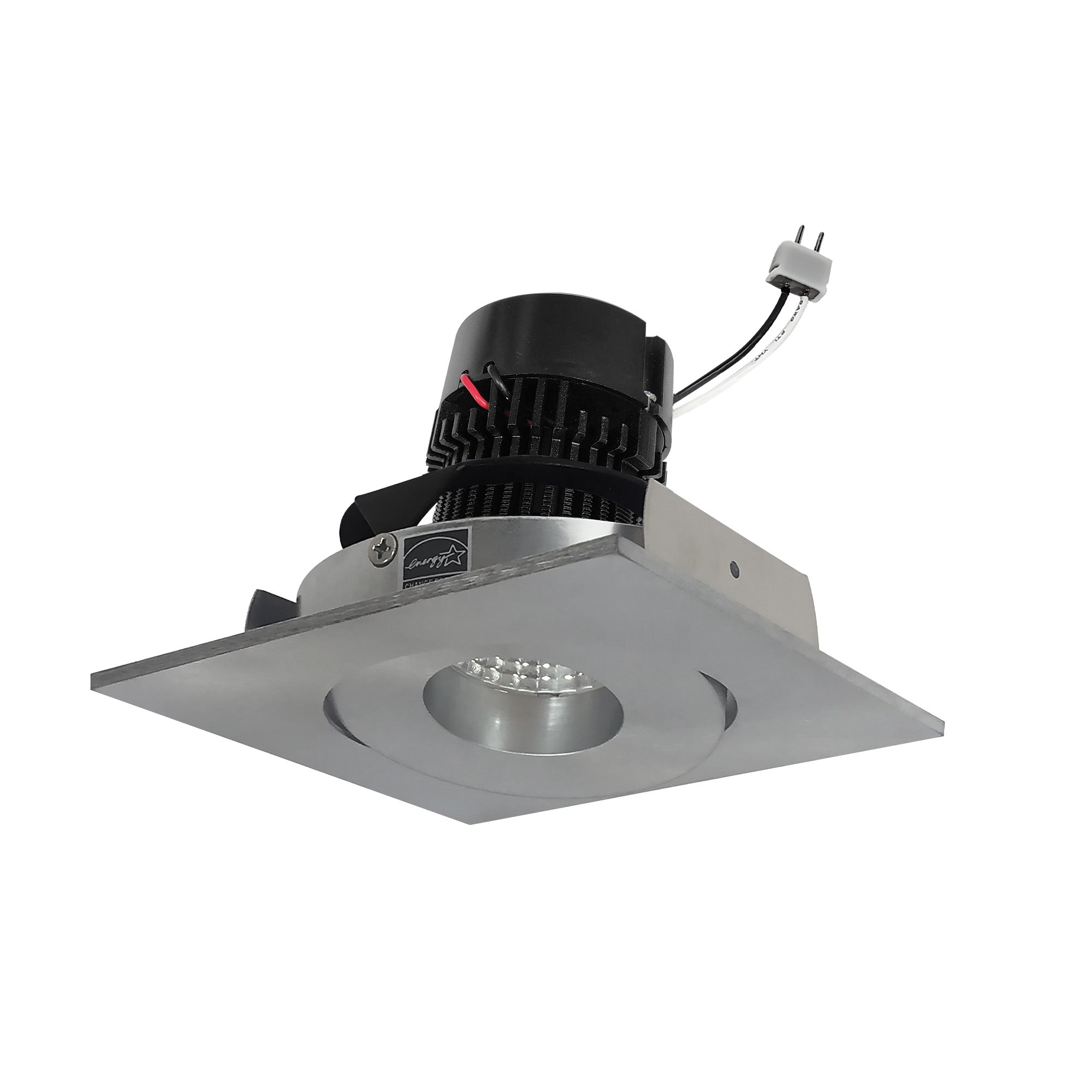 Nora NPRLV-4SGCDXNN 4 inch Pearl Low Voltage LED Square Adjustable Gimbal Retrofit, 600lm / 11W, Comfort Dim, Natural Metal Finish