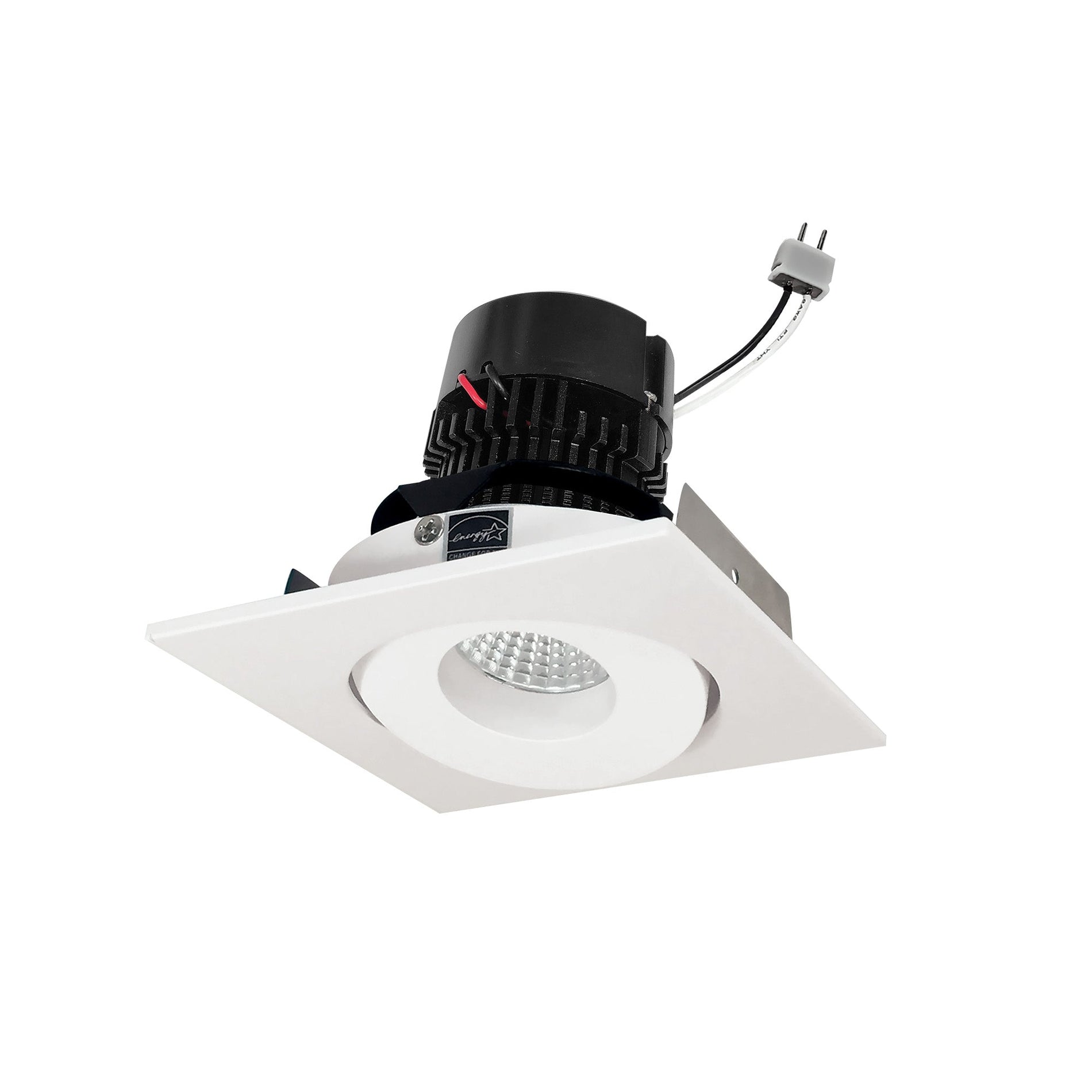 Nora NPRLV-4SG40XWW 4 inch Pearl Low Voltage LED Square Adjustable Gimbal Retrofit, 1050lm / 11W, 4000K, White Finish