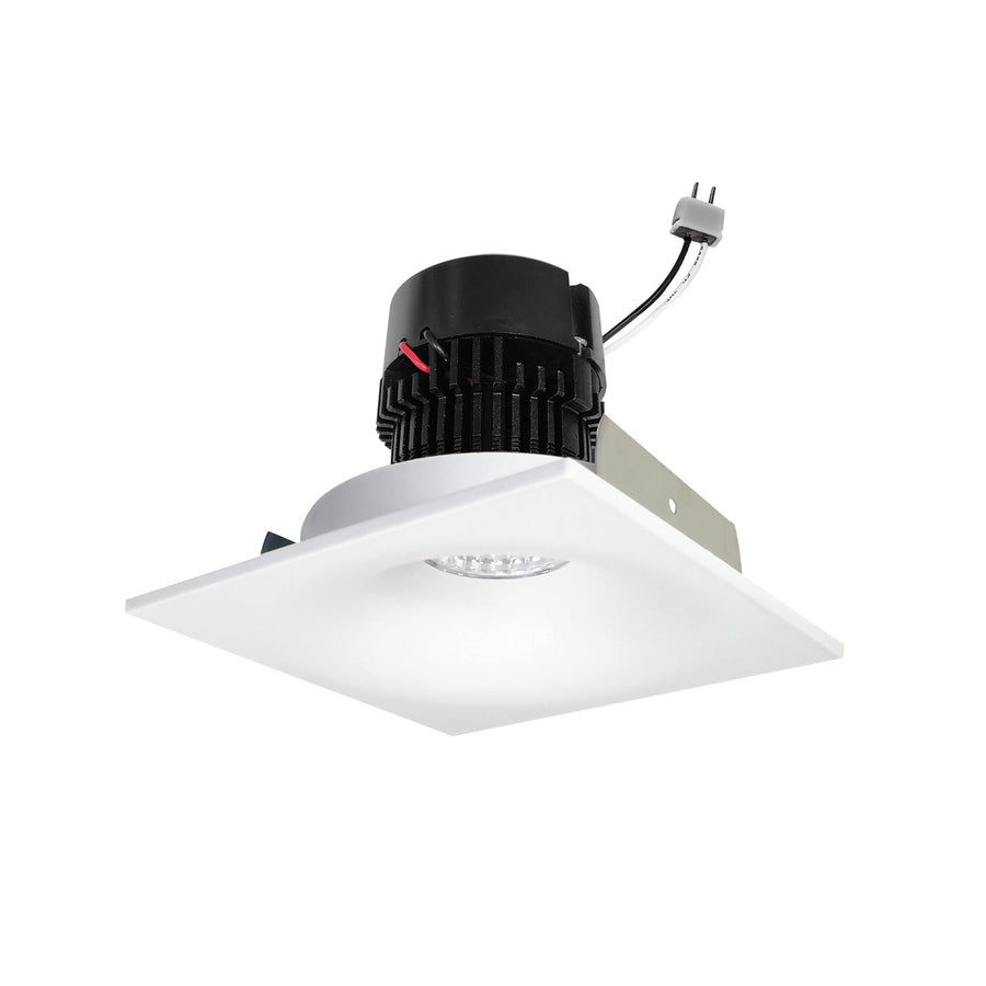 Nora NPRLV-4SNBCDXMPW 4 inch Pearl Low Voltage LED Square Bullnose Retrofit, 950lm / 11W, Comfort Dim, Matte Powder White Finish