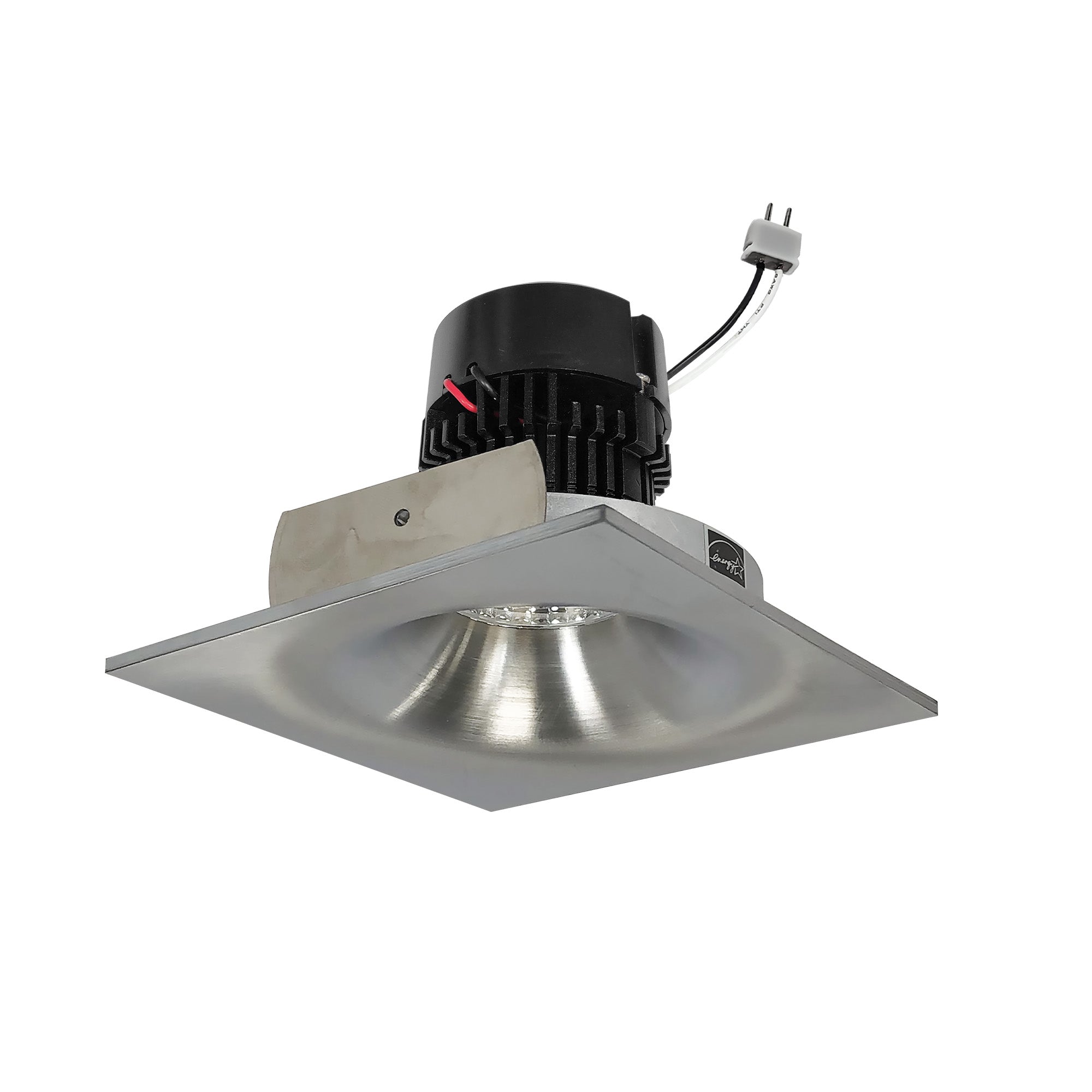 Nora NPRLV-4SNBCDXNN 4 inch Pearl Low Voltage LED Square Bullnose Retrofit, 950lm / 11W, Comfort Dim, Natural Metal Finish