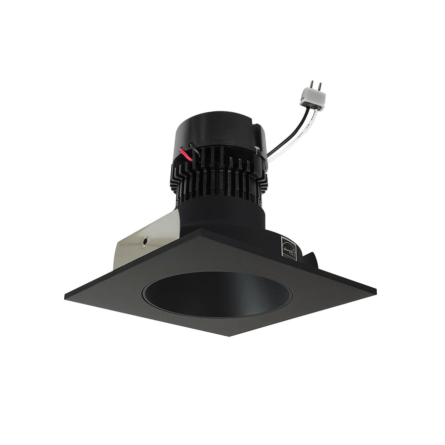 Nora NPRLV-4SNDC27XBB 4 inch Pearl Low Voltage LED Square Retrofit Reflector with Round Aperture, 1150lm / 11W, 2700K, Black Reflector / Black Flange