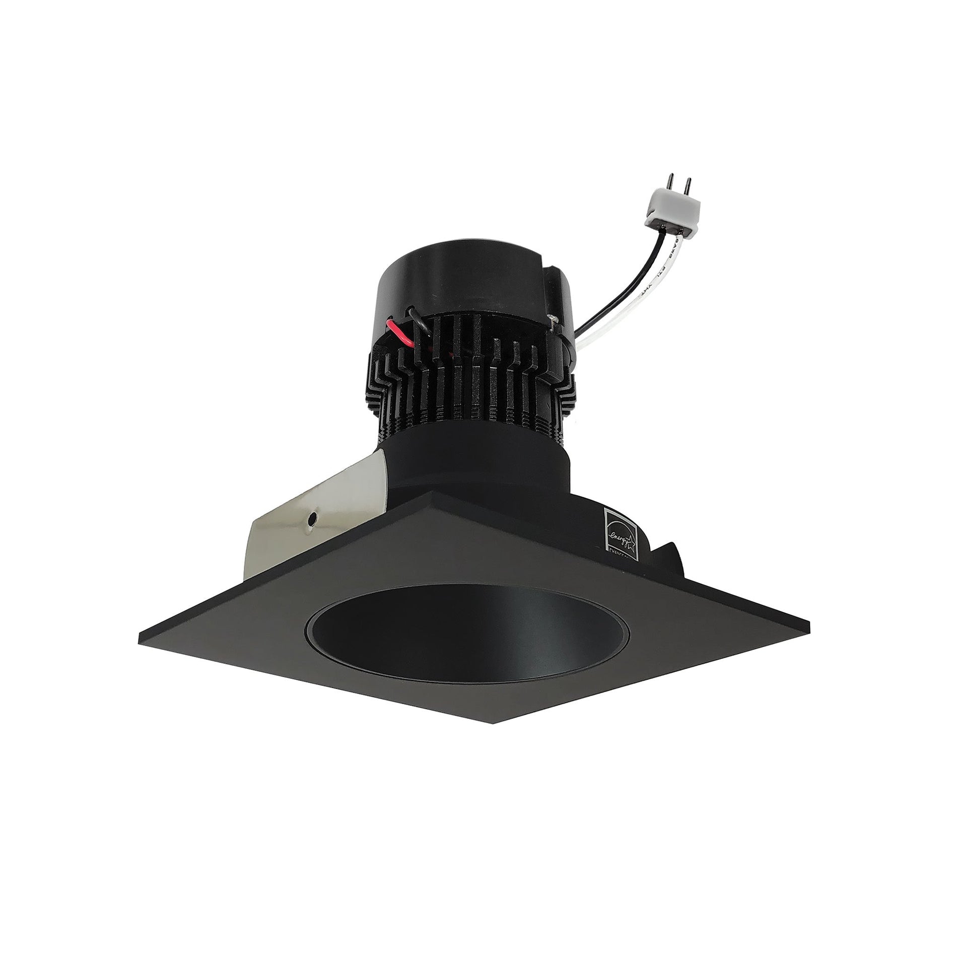 Nora NPRLV-4SNDC40XBB 4 inch Pearl Low Voltage LED Square Retrofit Reflector with Round Aperture, 1150lm / 11W, 4000K, Black Reflector / Black Flange