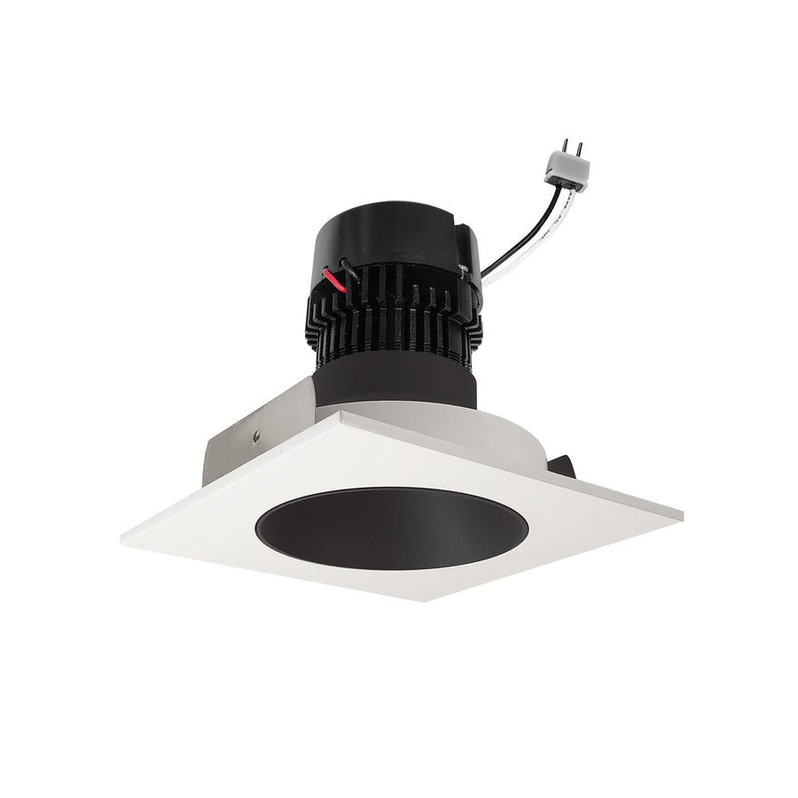 Nora NPRLV-4SNDC40XBW 4 inch Pearl Low Voltage LED Square Retrofit Reflector with Round Aperture, 1150lm / 11W, 4000K, Black Reflector / White Flange