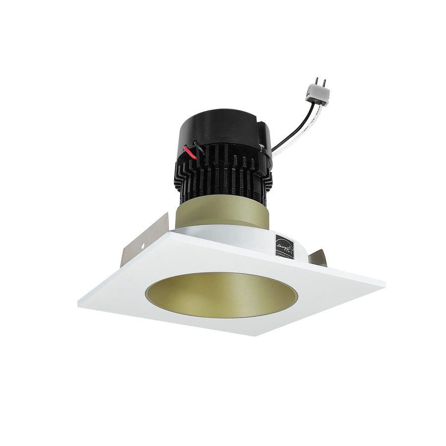 Nora NPRLV-4SNDC40XCHMPW 4 inch Pearl Low Voltage LED Square Retrofit Reflector with Round Aperture, 1150lm / 11W, 4000K, Champagne Haze Reflector / Matte Powder White Flange