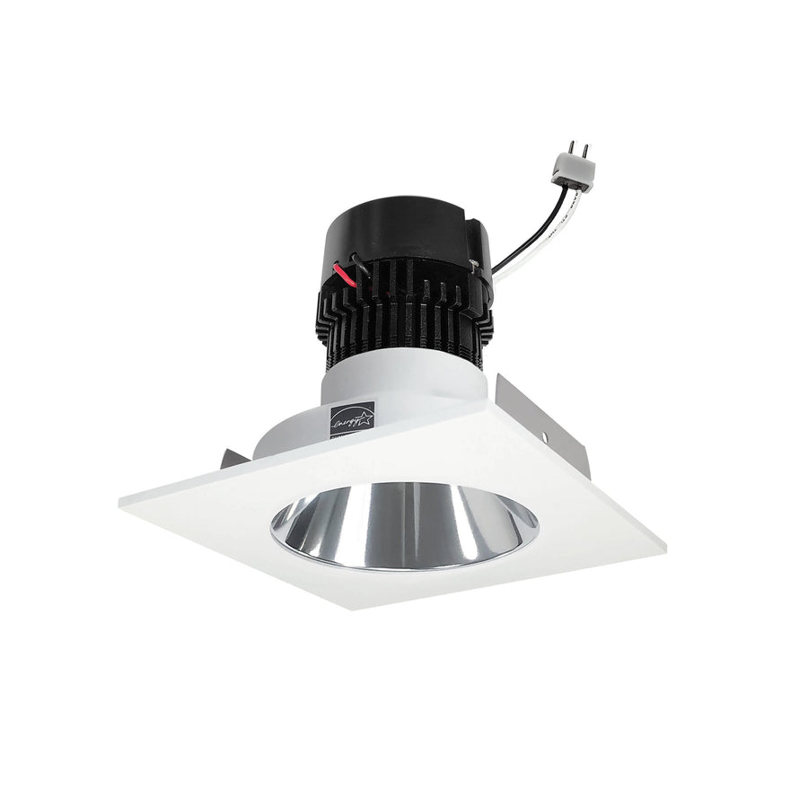 Nora NPRLV-4SNDC40XCMPW 4 inch Pearl Low Voltage LED Square Retrofit Reflector with Round Aperture, 1150lm / 11W, 4000K, Specular Clear Reflector / Matte Powder White Flange