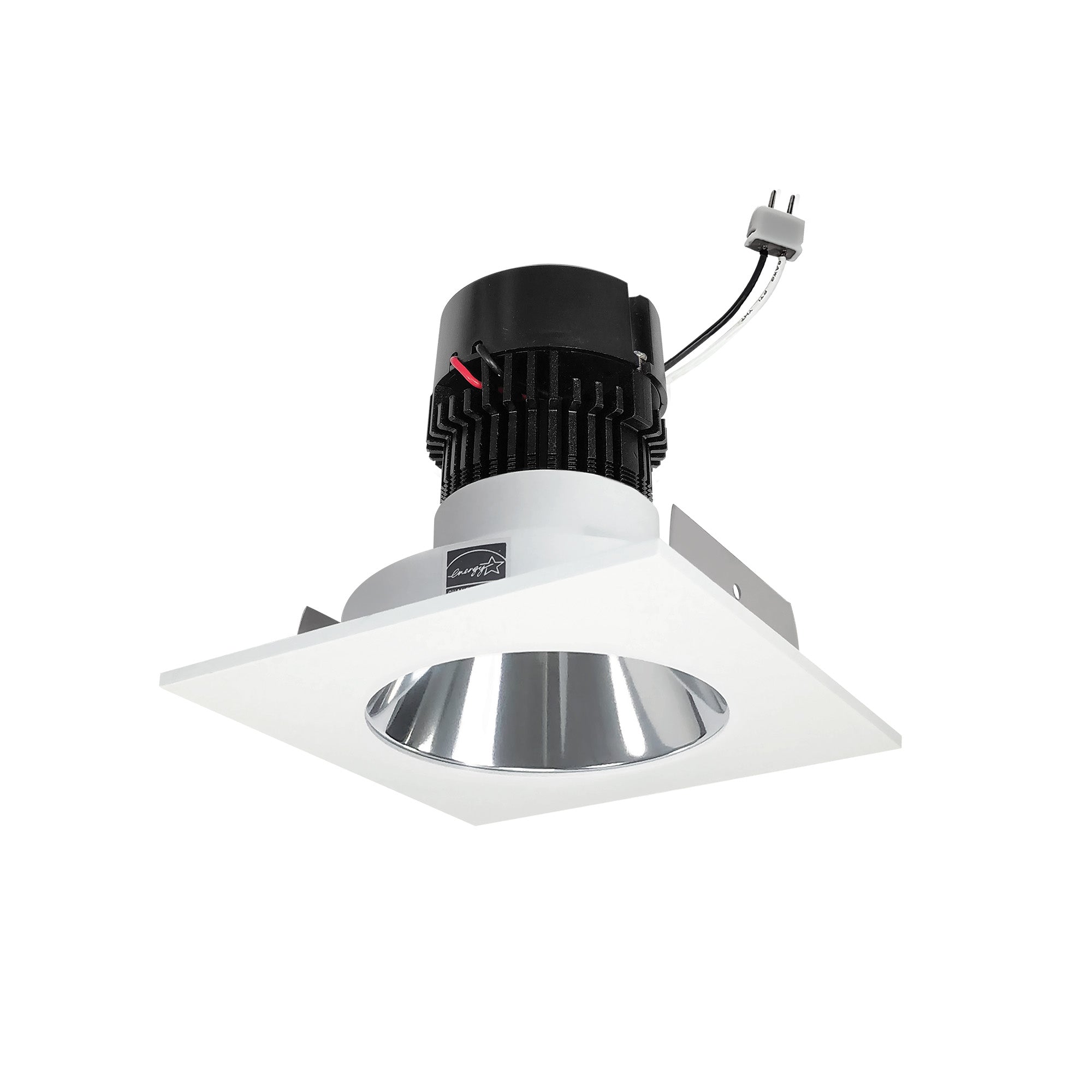 Nora NPRLV-4SNDC27XCMPW 4 inch Pearl Low Voltage LED Square Retrofit Reflector with Round Aperture, 1150lm / 11W, 2700K, Specular Clear Reflector / Matte Powder White Flange