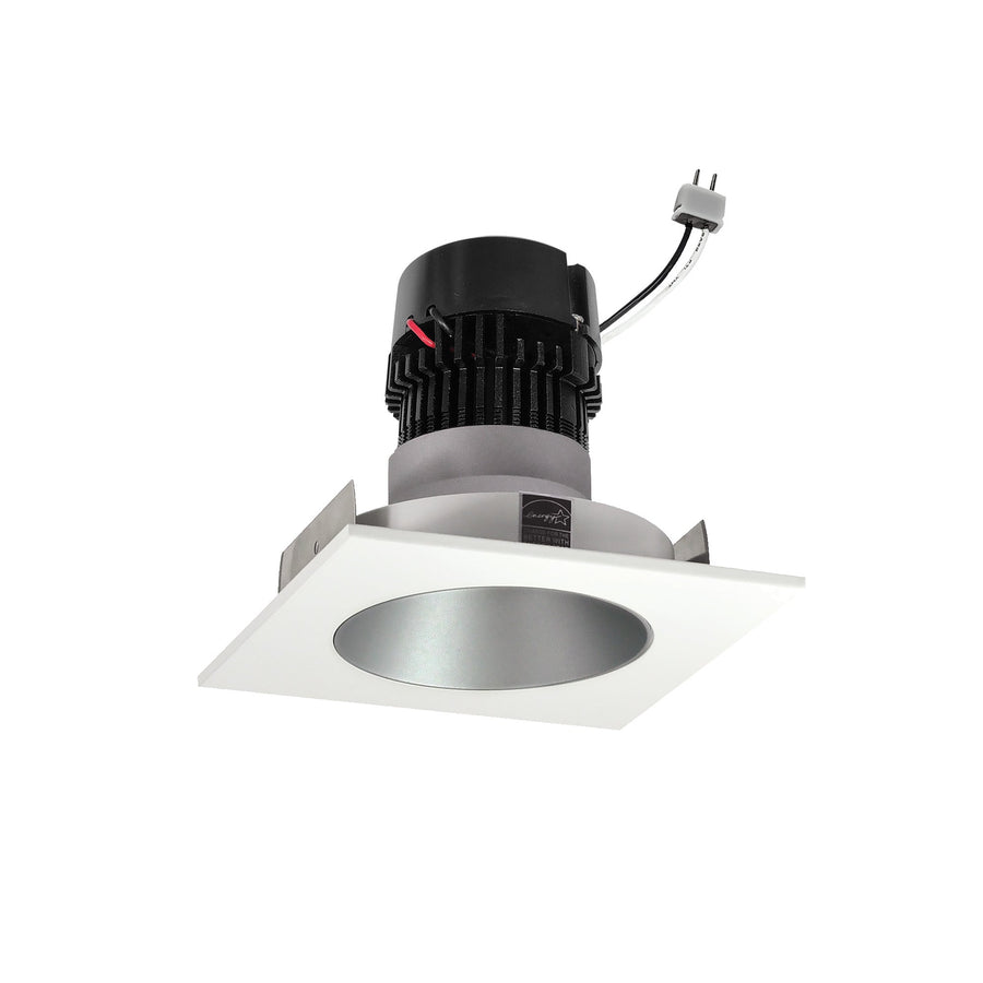 Nora NPRLV-4SNDC40XHW 4 inch Pearl Low Voltage LED Square Retrofit Reflector with Round Aperture, 1150lm / 11W, 4000K, Haze Reflector / White Flange