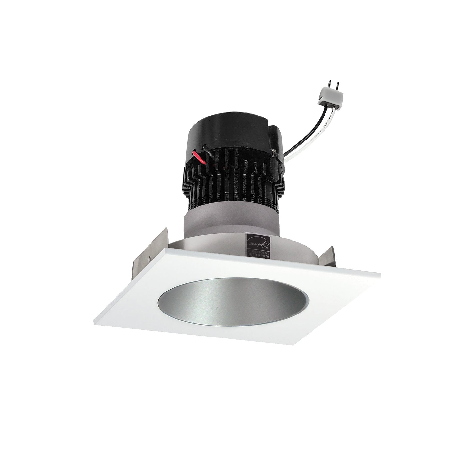 Nora NPRLV-4SNDC35XHZMPW 4 inch Pearl Low Voltage LED Square Retrofit Reflector with Round Aperture, 1150lm / 11W, 3500K, Haze Reflector / Matte Powder White Flange