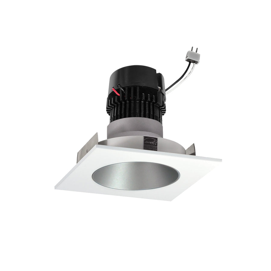 Nora NPRLV-4SNDC40XHZMPW 4 inch Pearl Low Voltage LED Square Retrofit Reflector with Round Aperture, 1150lm / 11W, 4000K, Haze Reflector / Matte Powder White Flange