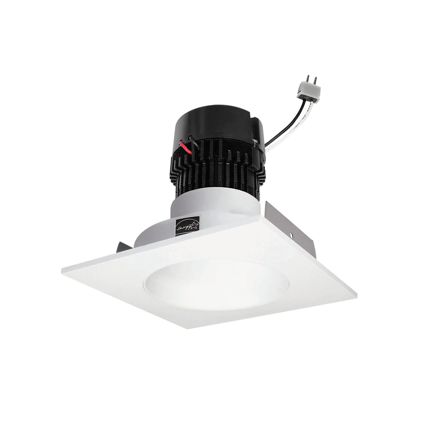 Nora NPRLV-4SNDC40XMPW 4 inch Pearl Low Voltage LED Square Retrofit Reflector with Round Aperture, 1150lm / 11W, 4000K, Matte Powder White Reflector / Matte Powder White Flange