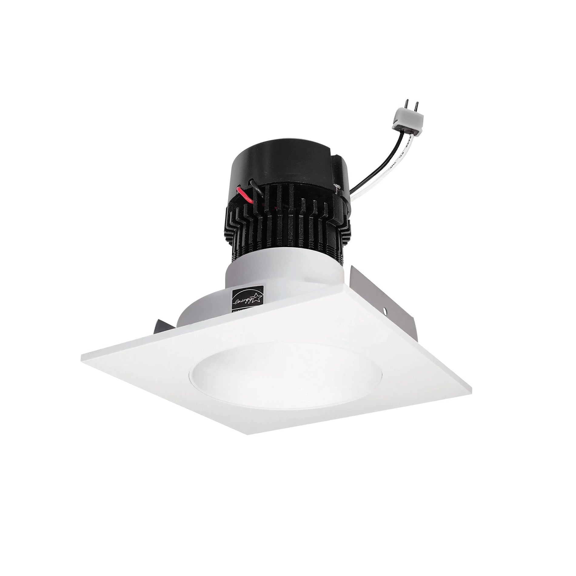 Nora NPRLV-4SNDCCDXMPW 4 inch Pearl Low Voltage LED Square Retrofit Reflector with Round Aperture, 700lm / 11W, Comfort Dim, Matte Powder White Reflector / Matte Powder White Flange
