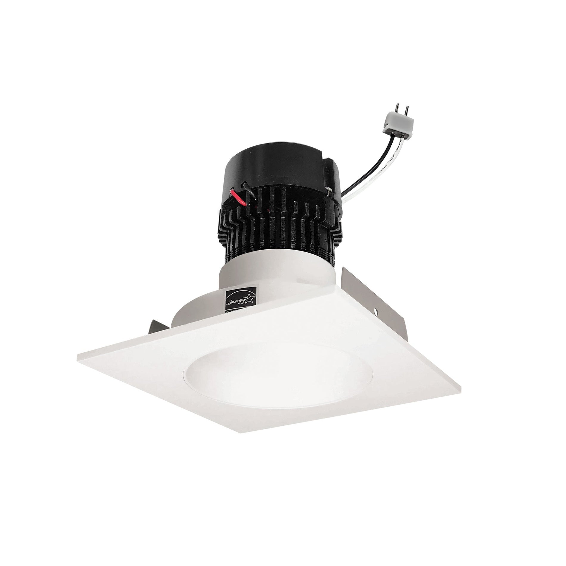 Nora NPRLV-4SNDC40XWW 4 inch Pearl Low Voltage LED Square Retrofit Reflector with Round Aperture, 1150lm / 11W, 4000K, White Reflector / White Flange