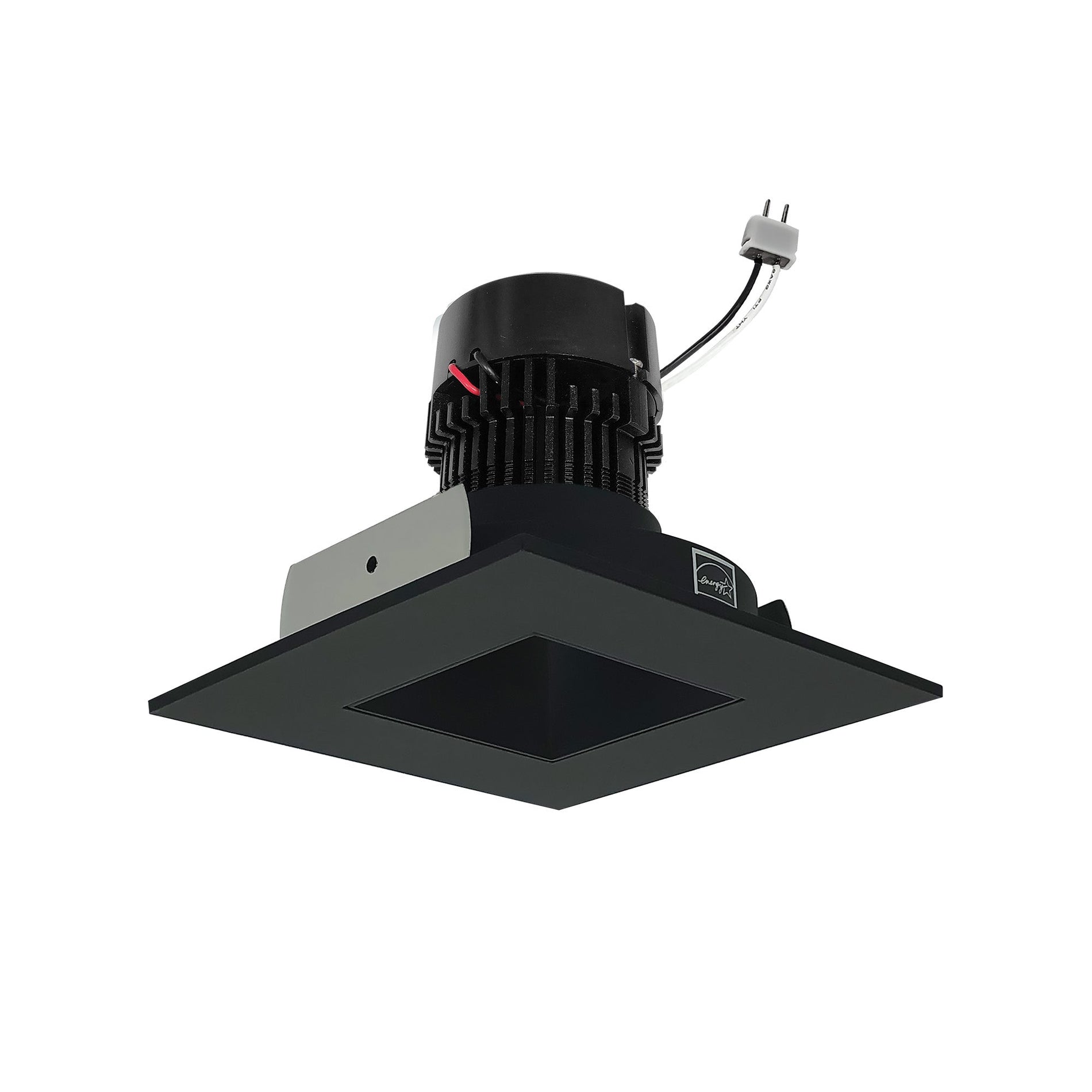 Nora NPRLV-4SNDSQ27XBB 4 inch Pearl Low Voltage LED Square Retrofit Reflector with Square Aperture, 1100lm / 11W, 2700K, Black Reflector / Black Flange