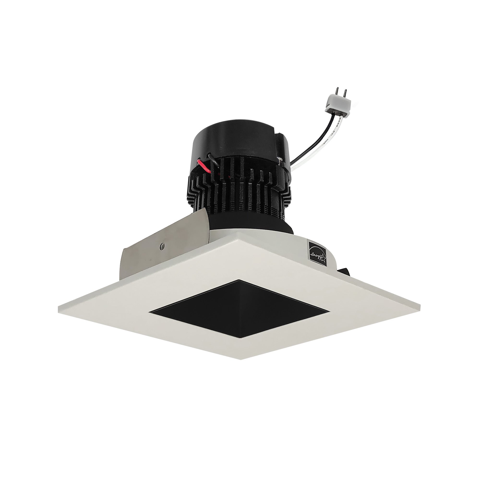 Nora NPRLV-4SNDSQ40XBW 4 inch Pearl Low Voltage LED Square Retrofit Reflector with Square Aperture, 1100lm / 11W, 4000K, Black Reflector / White Flange