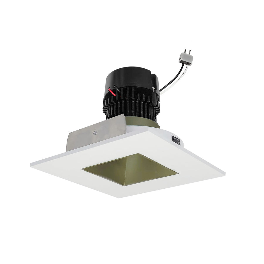 Nora NPRLV-4SNDSQ40XCHMPW 4 inch Pearl Low Voltage LED Square Retrofit Reflector with Square Aperture, 1100lm / 11W, 4000K, Champagne Haze Reflector / Matte Powder White Flange