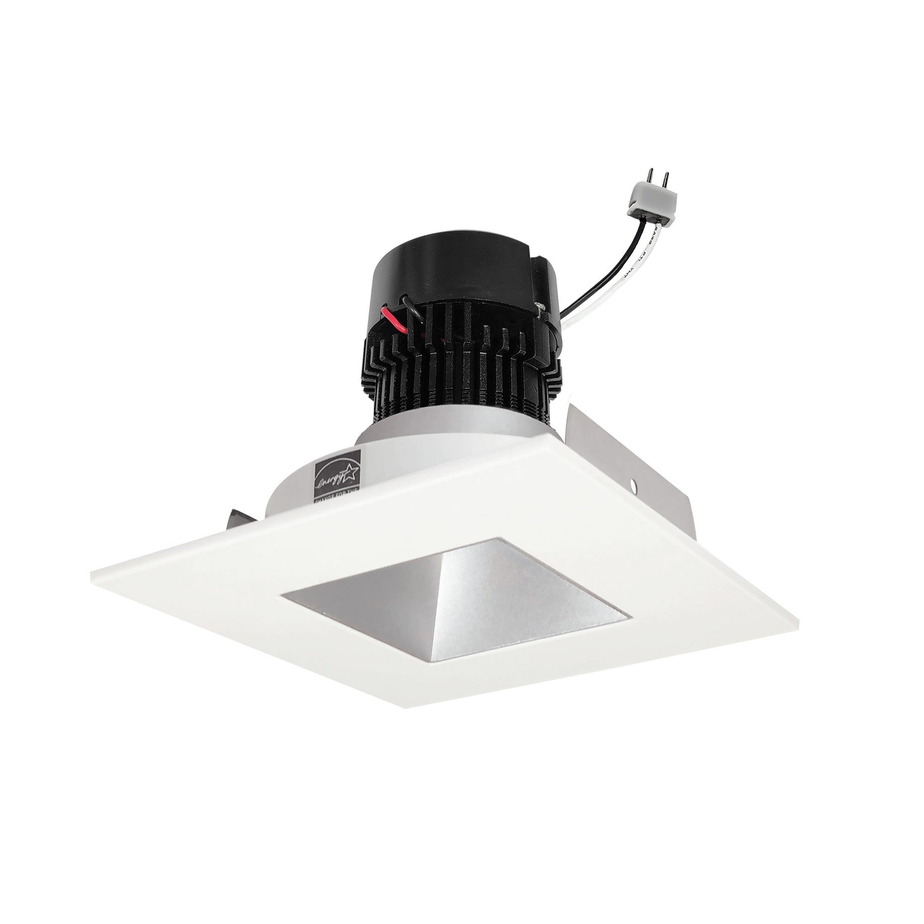 Nora NPRLV-4SNDSQCDXHZMPW 4 inch Pearl Low Voltage LED Square Retrofit Reflector with Square Aperture, 650lm / 11W, Comfort Dim, Haze Reflector / Matte Powder White Flange