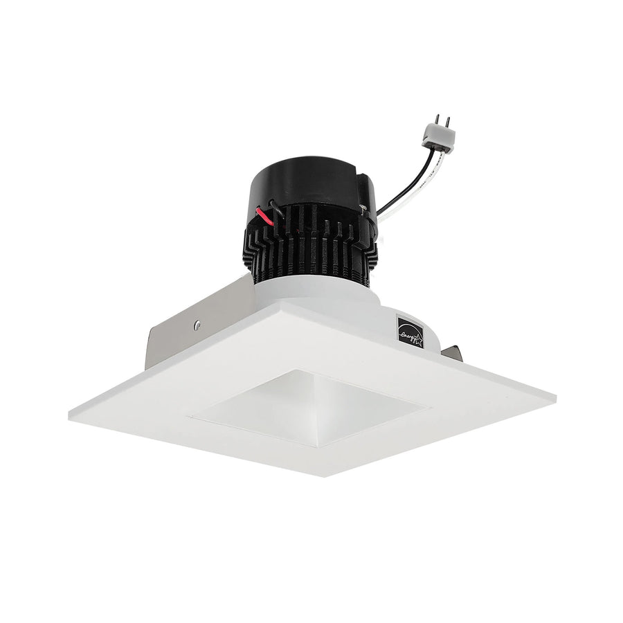 Nora NPRLV-4SNDSQCDXWW 4 inch Pearl Low Voltage LED Square Retrofit Reflector with Square Aperture, 650lm / 11W, Comfort Dim, White Reflector / White Flange