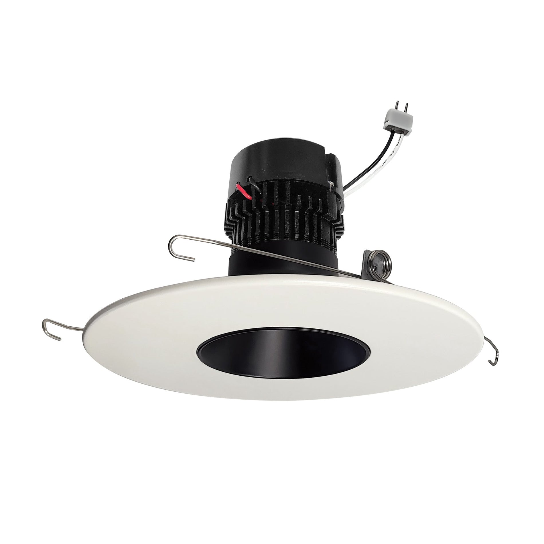 Nora NPRLV-56RNDC27XBW 5 inch/6 inch Pearl Low Voltage LED Round Retrofit Reflector, 1150lm / 11W, 2700K, Black Reflector / White Flange