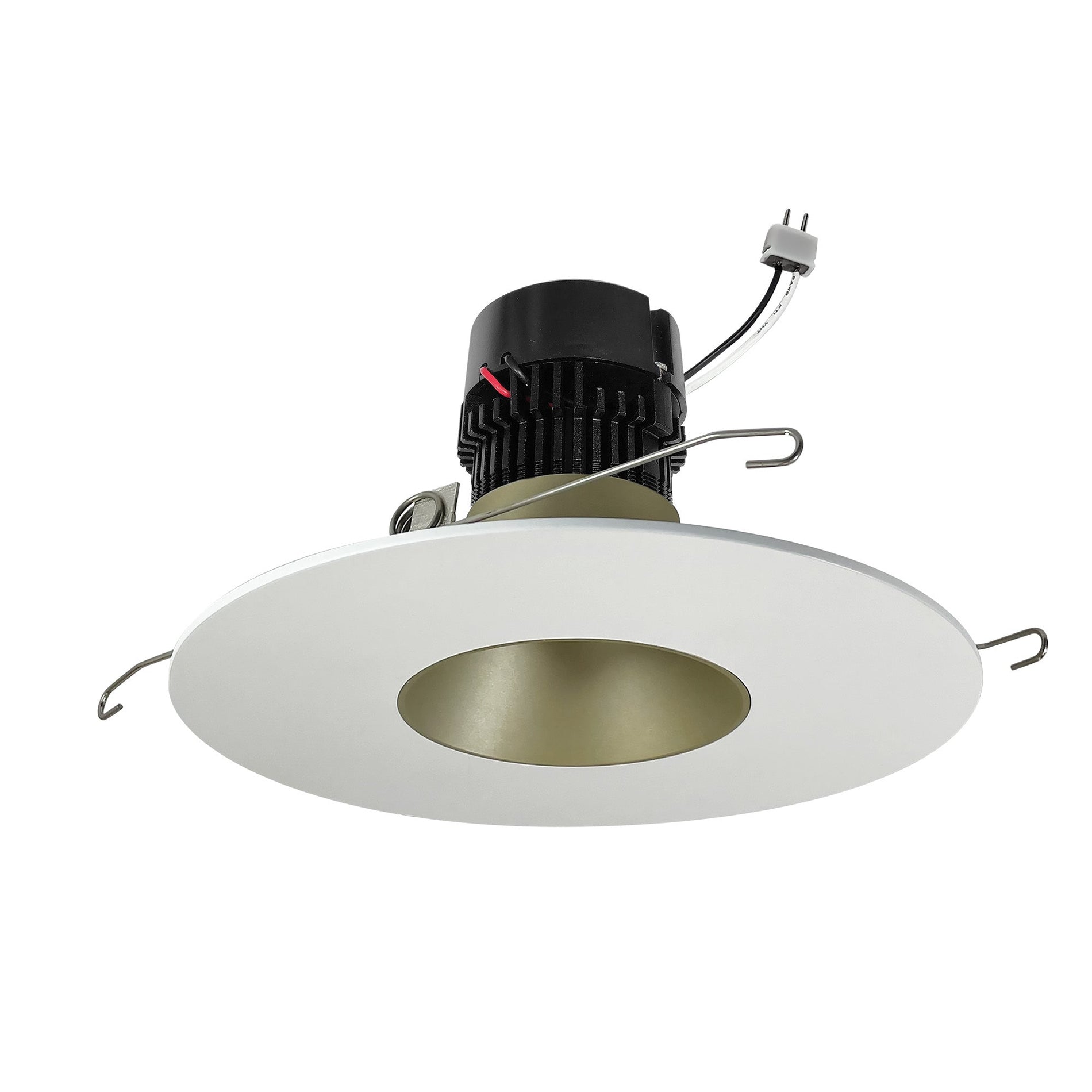 Nora NPRLV-56RNDC27XCHMPW 5 inch/6 inch Pearl Low Voltage LED Round Retrofit Reflector, 1150lm / 11W, 2700K, Champagne Haze Reflector / Matte Powder White Flange