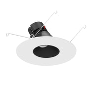 Nora NPRLV-56RSLA40XBMPW 5 inch/6 inch Pearl Low Voltage LED Round Adjustable Slot Retrofit, 1050lm / 11W, 3000K, Black Reflector / Matte Powder White Flange