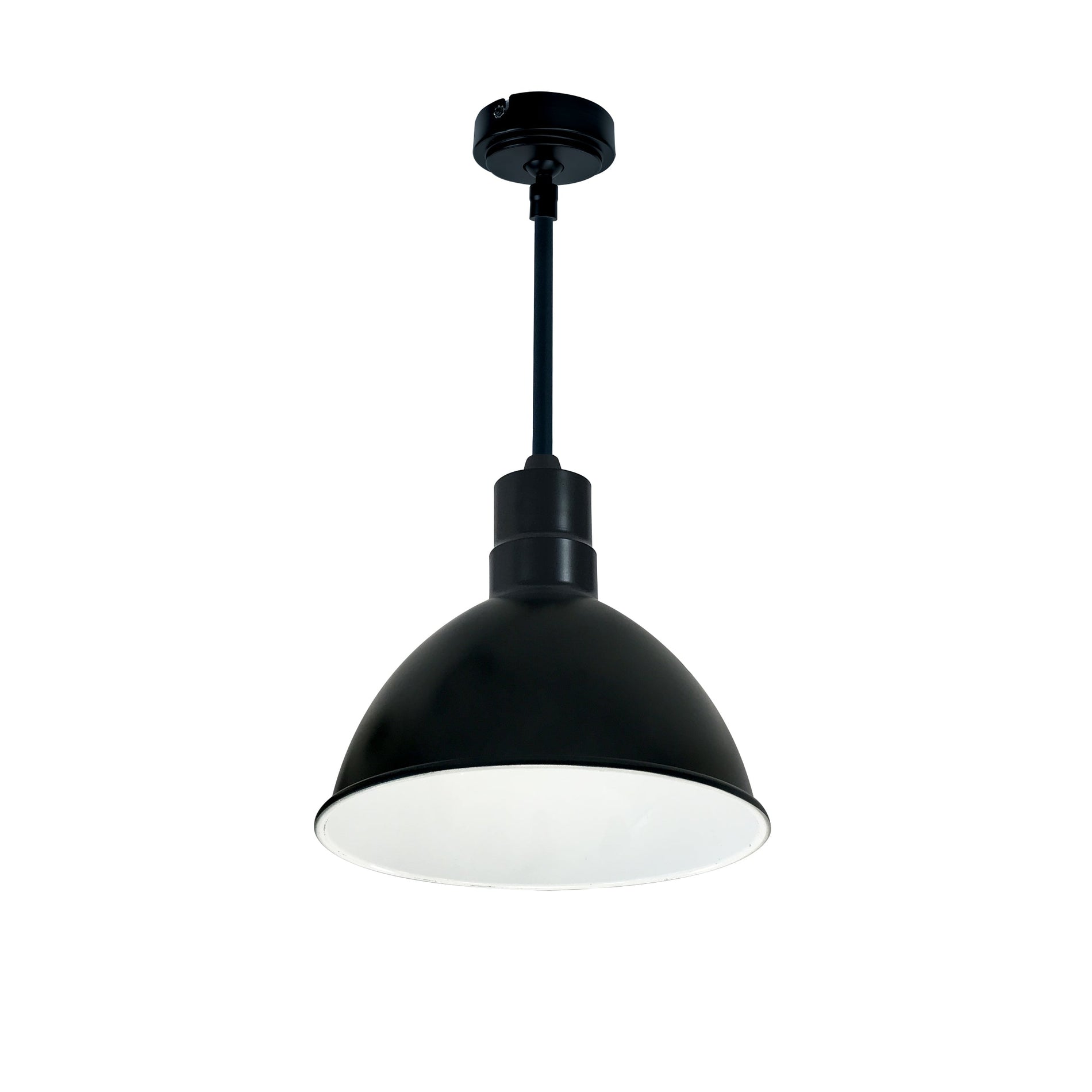 Nora NRLM-10ST3030BWLE4/48 10 inch RLM 48 inch Stem Mounted LED Shade, 3000lm, 3000K, Black/White, 120V 0-10V/Triac/ELV & 277V 0-10V Dimming