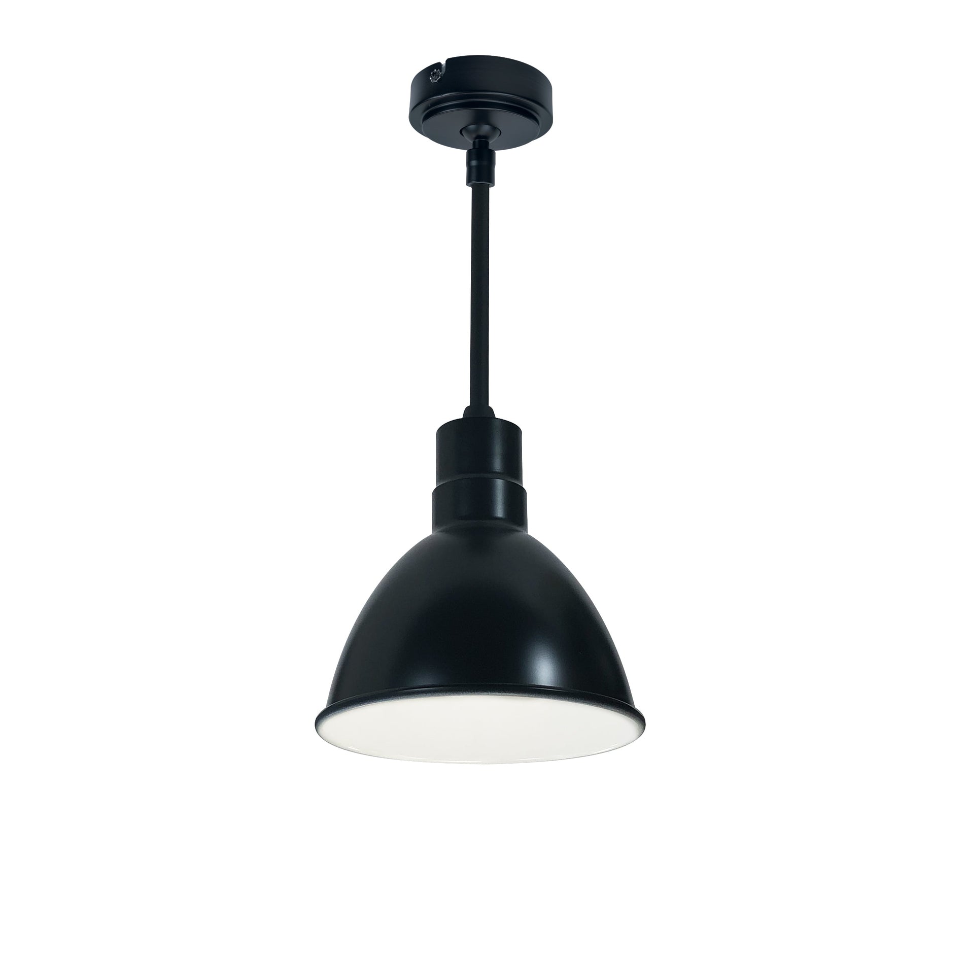 Nora NRLM-8ST1035BWLE4/24 8 inch RLM 24 inch Stem Mounted LED Shade, 1200lm, 3500K, Black/White, 120V 0-10V/Triac/ELV & 277V 0-10V Dimming