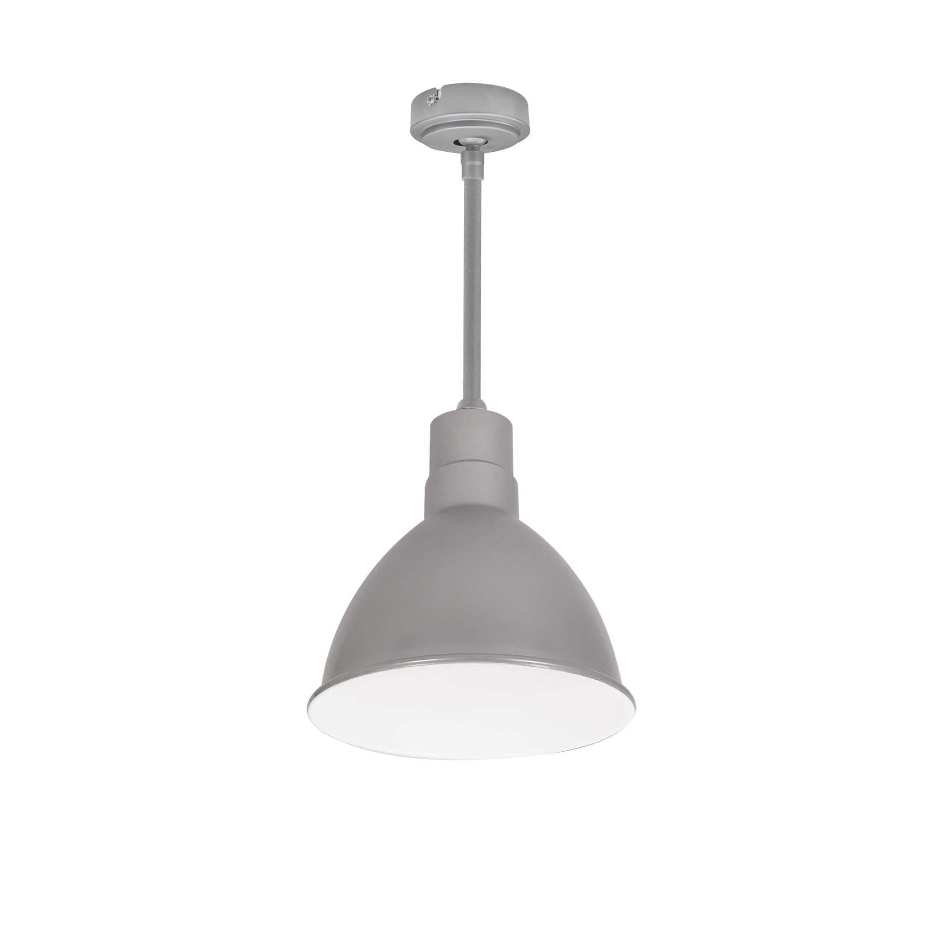 Nora NRLM-8ST1035GMWLE4/36 8 inch RLM 36 inch Stem Mounted LED Shade, 1200lm, 3500K, Gun Metal/White, 120V 0-10V/Triac/ELV & 277V 0-10V Dimming