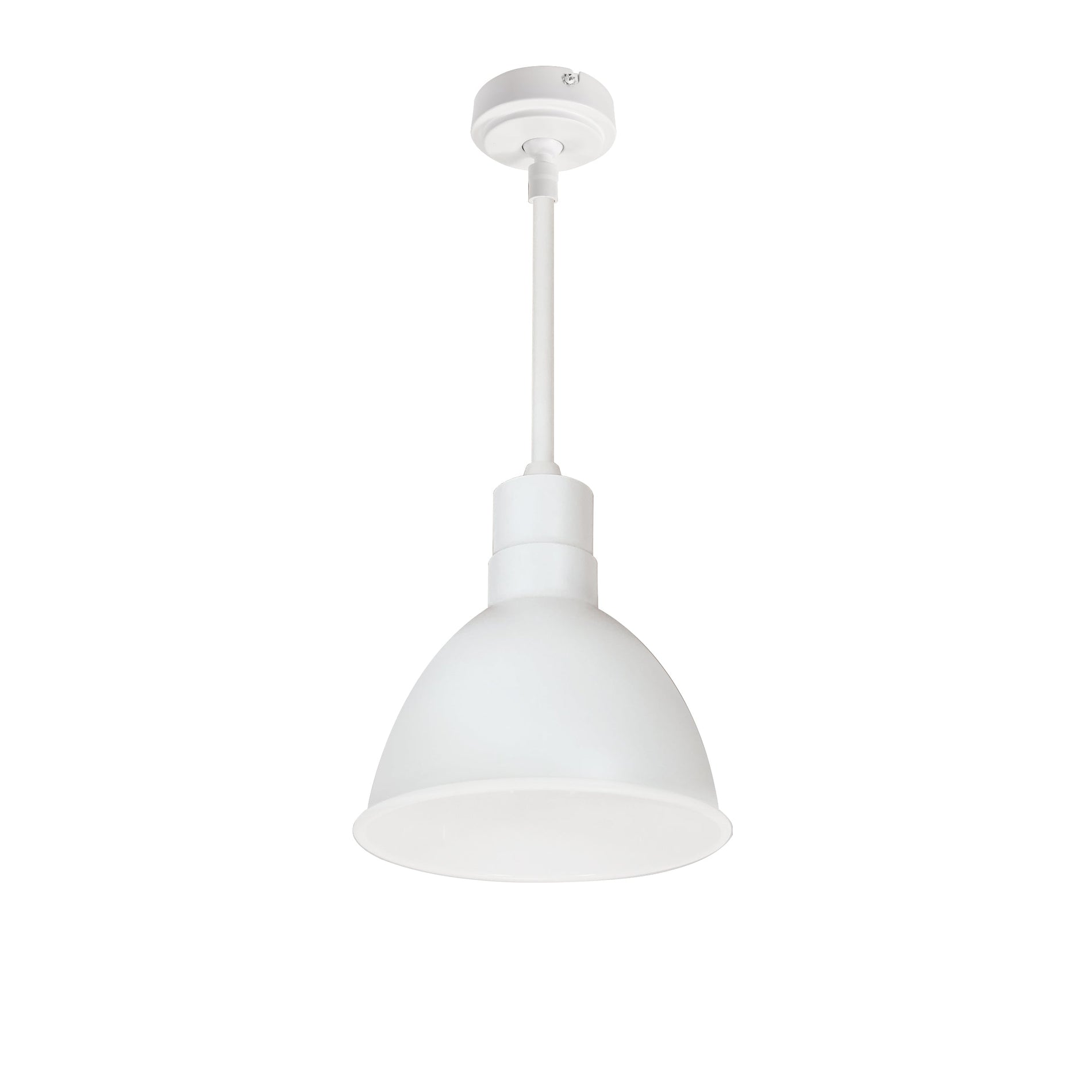 Nora NRLM-8ST1840WWLE4/84 8 inch RLM 84 inch Stem Mounted LED Shade, 2200lm, 4000K, White, 120V 0-10V/Triac/ELV & 277V 0-10V Dimming