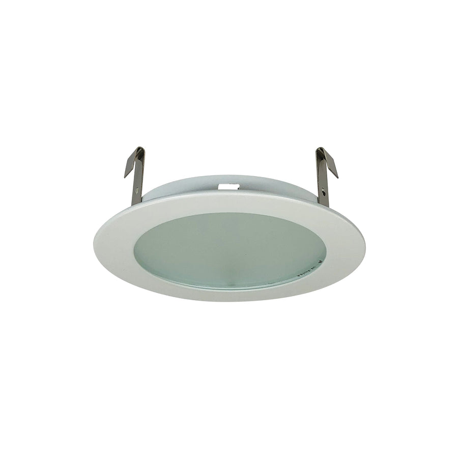 Nora NS-26W 4 inch Frosted Flat Lens w/ Metal Trim, White