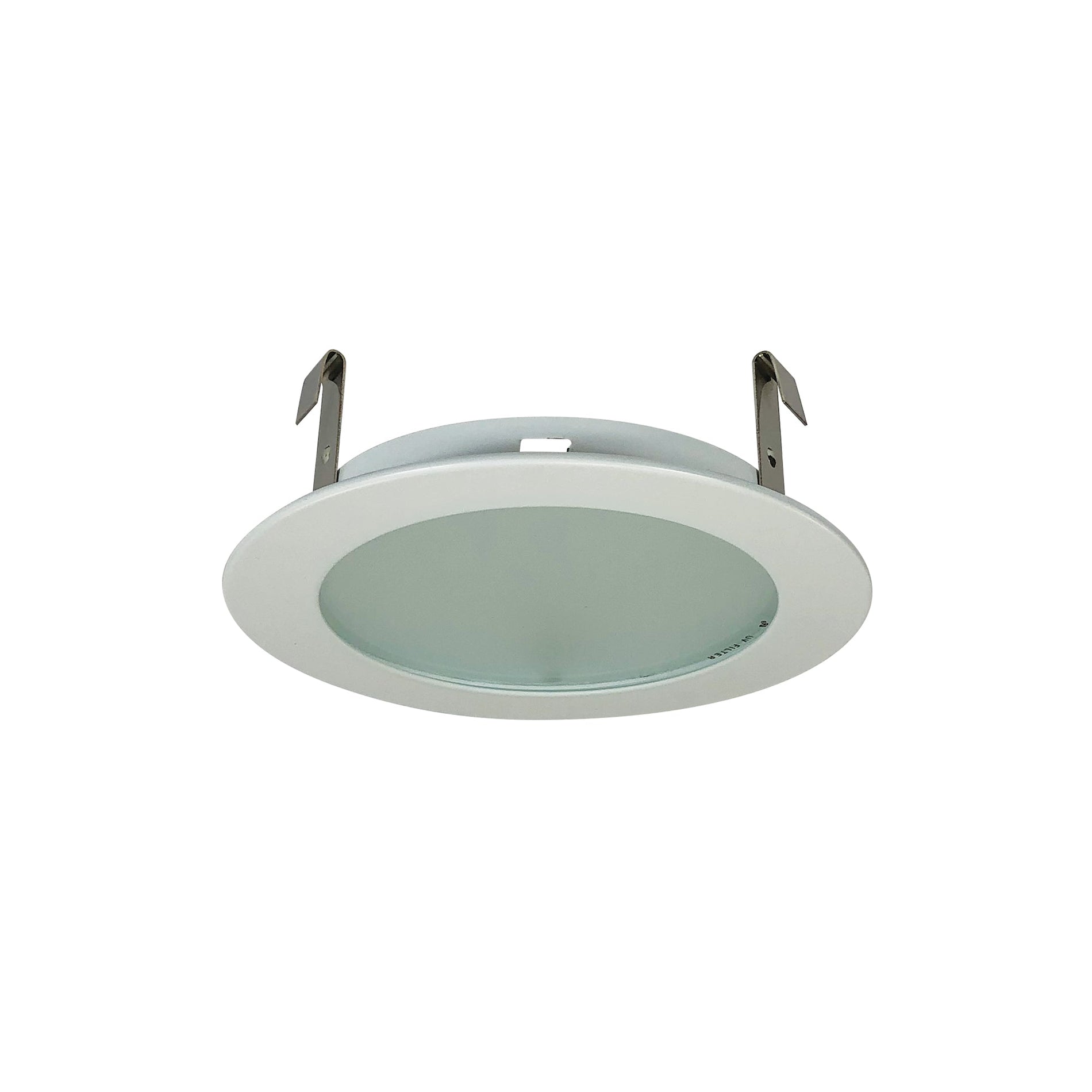Nora NS-26W 4 inch Frosted Flat Lens w/ Metal Trim, White