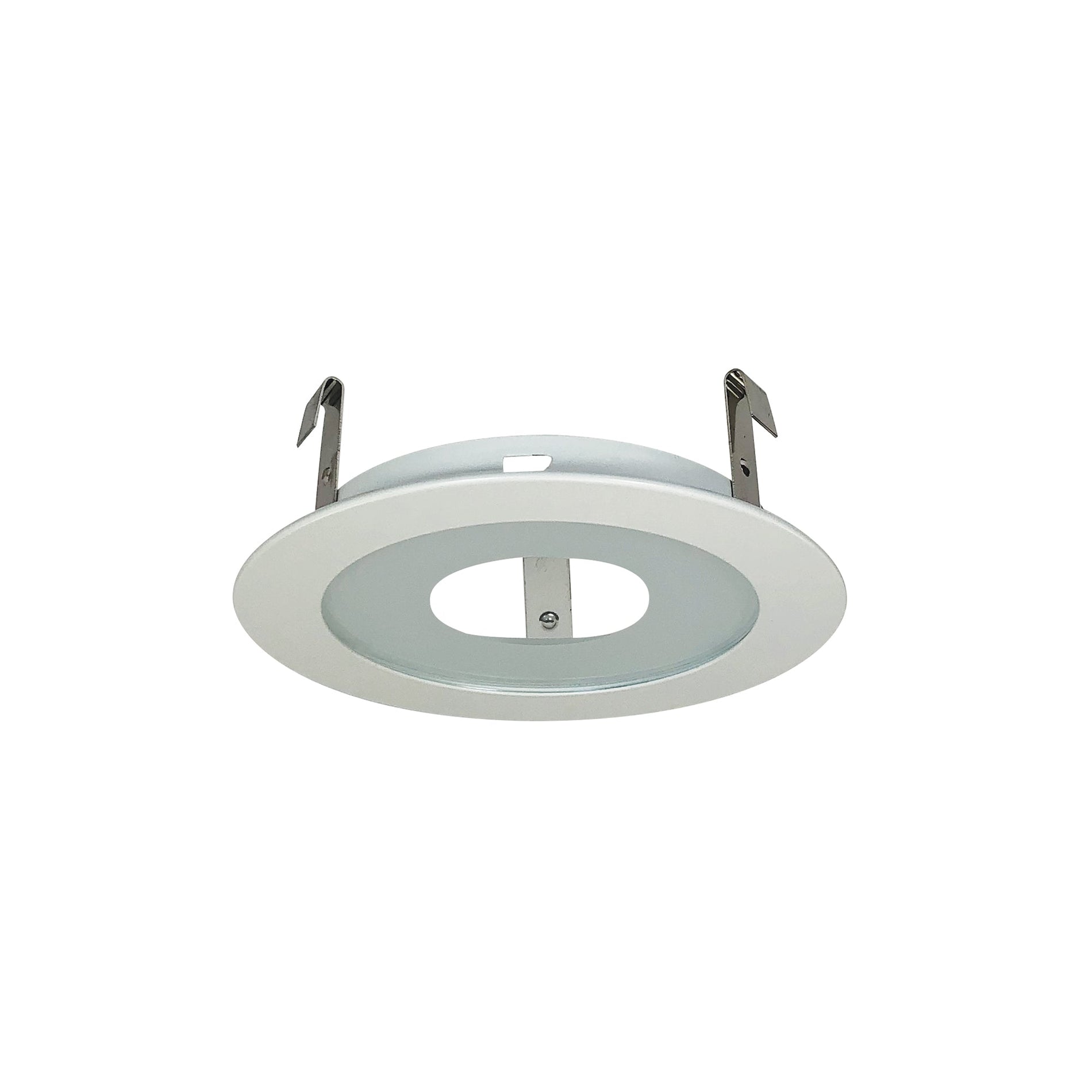 Nora NS-27W 4 inch Frosted Flat Lens w/ Clear Center & Metal Trim, White