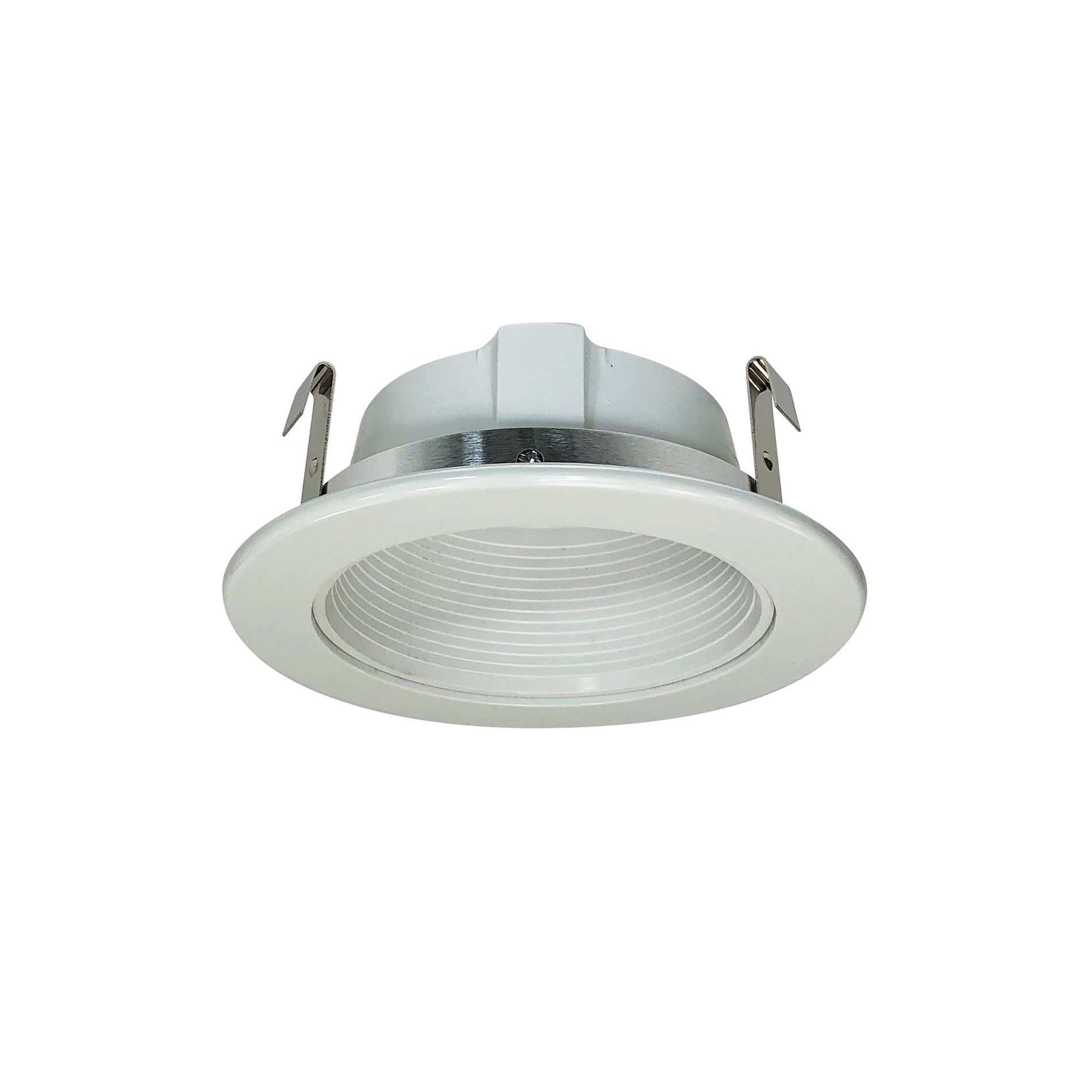 Nora NS-40P 4 inch White Stepped Phenolic Baffle Trim w/ White Plastic Ring