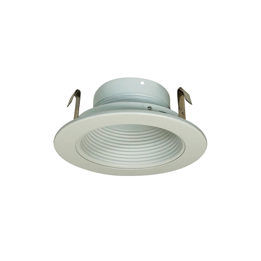 Nora NS-40 4 inch White Stepped Metal Baffle Trim w/ White Metal Ring