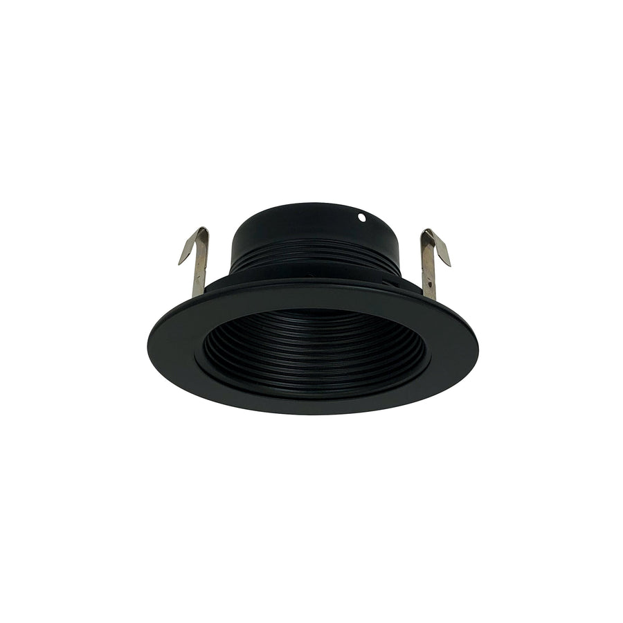 Nora NS-41B 4 inch Black Stepped Metal Baffle Trim w/ Black Metal Ring