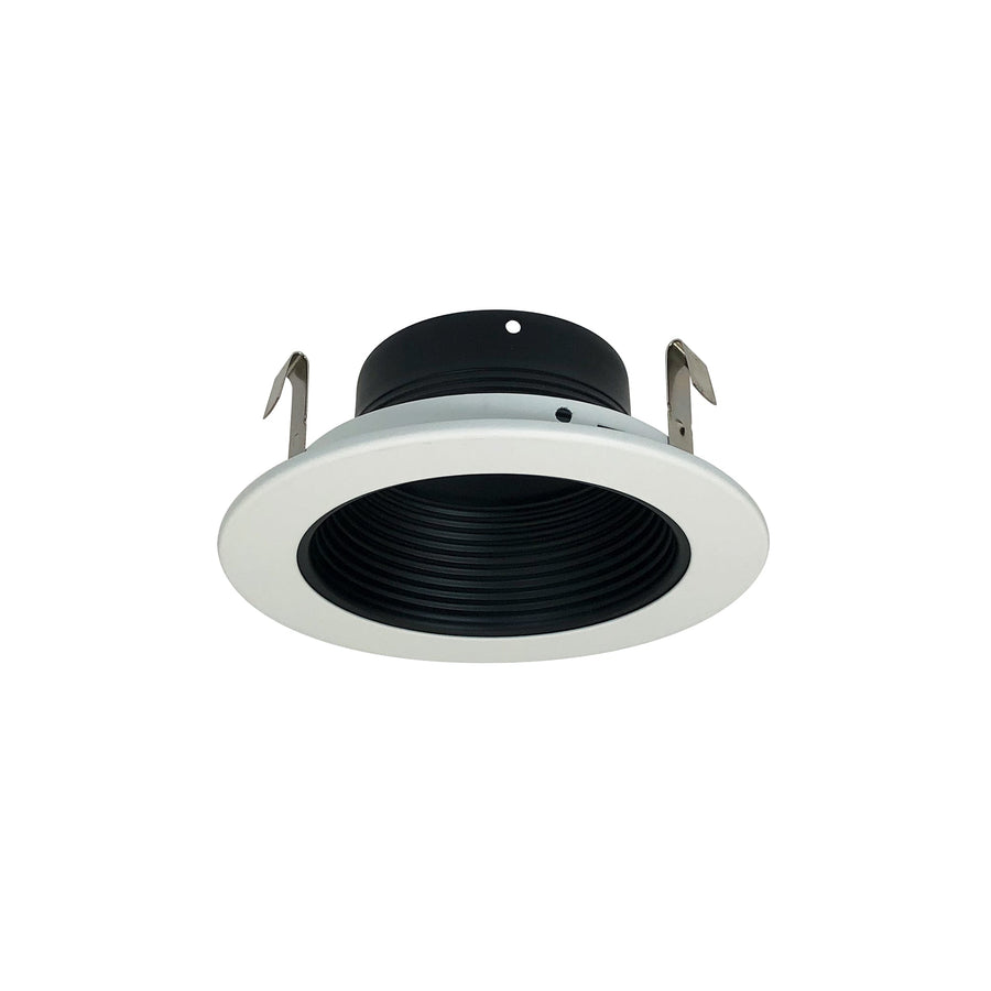 Nora NS-41 4 inch Black Stepped Metal Baffle Trim w/ White Metal Ring