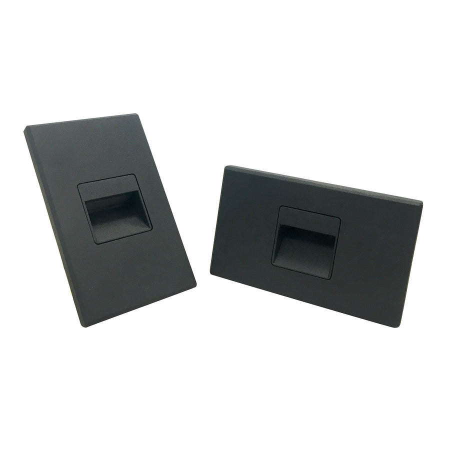Nora NSW-720/30B Ari LED Step Light w/ Interchangeable Horizontal and Vertical Face Plates, 47lm / 2.5W, 3000K, Black Finish
