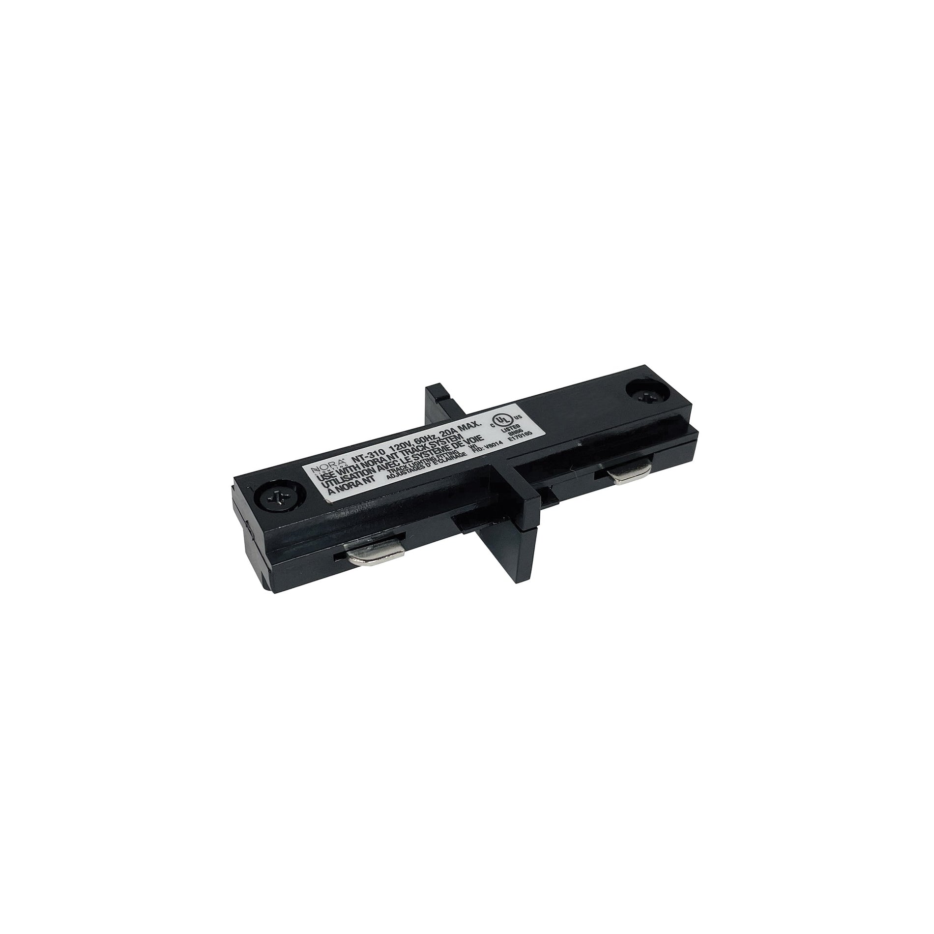 Nora NT-310B Straight Connector for One-Circuit Track, Black Finish
